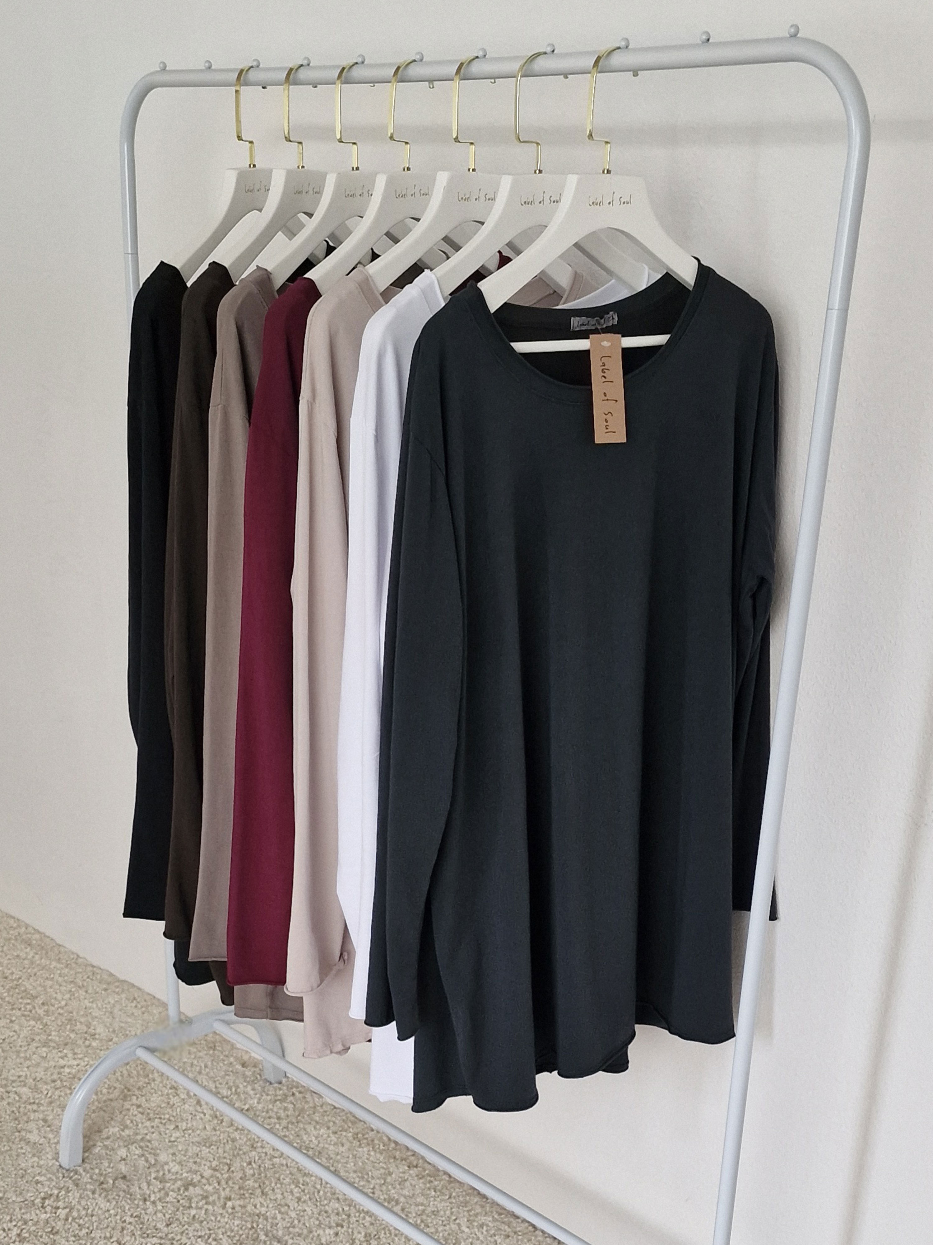 Basic Long Langarmshirt - Anthrazit