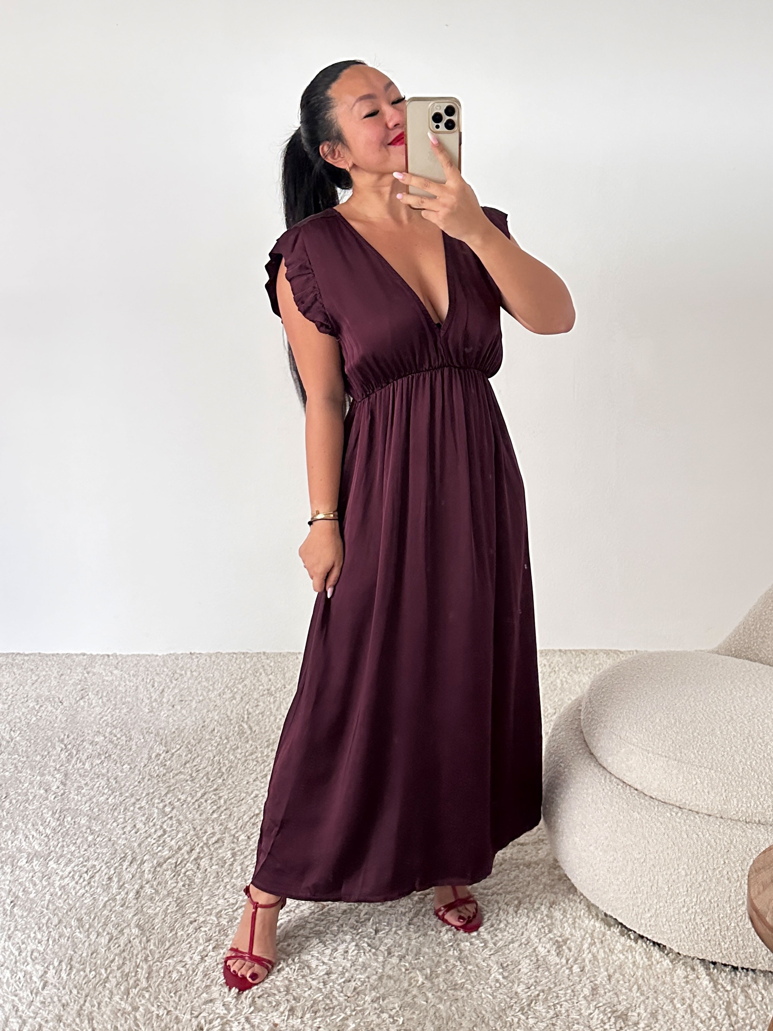 LIMITED Viskose Kleid mit Seidenanteil - Merlot