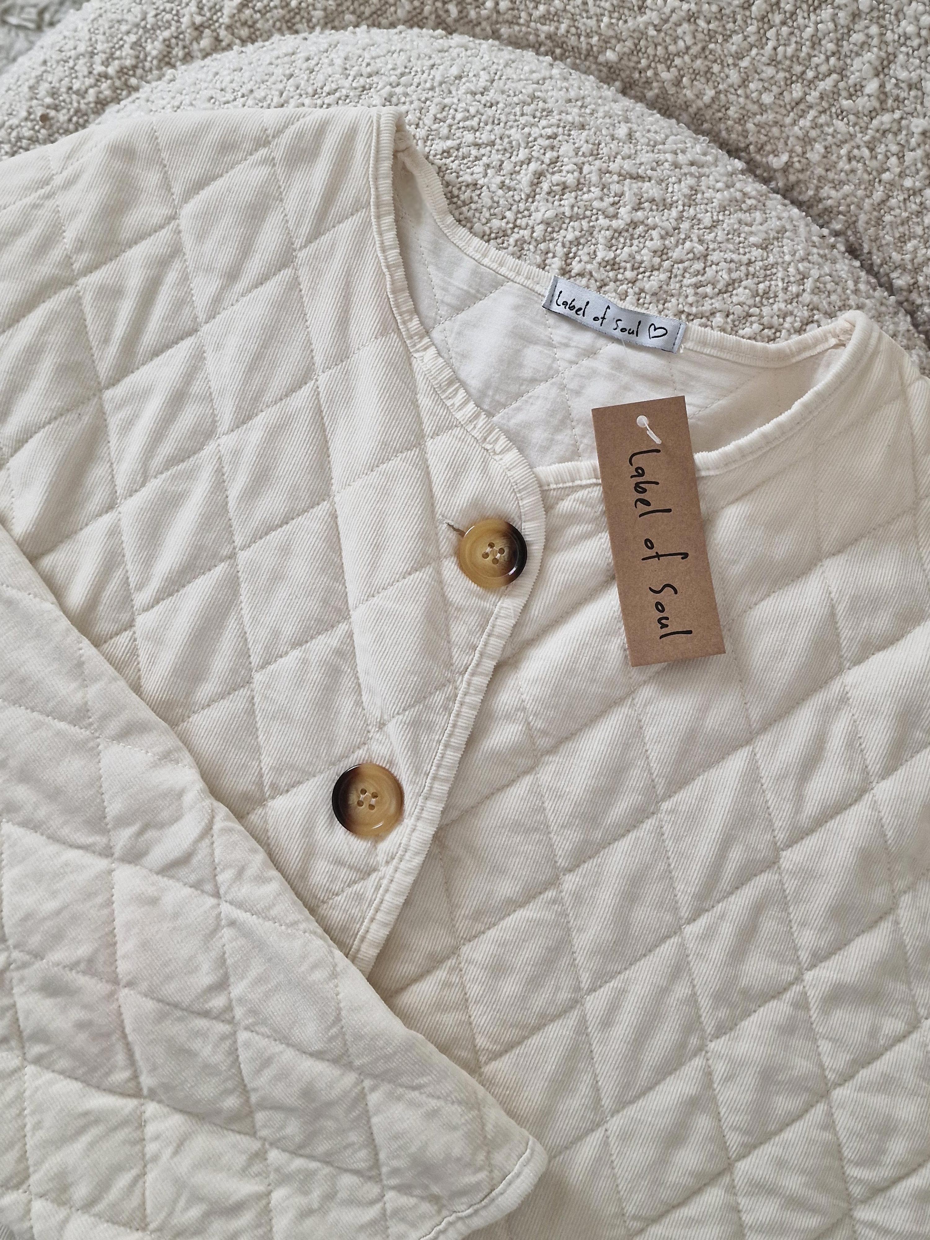 Fein Cordjacke mit Steppmuster - Creme