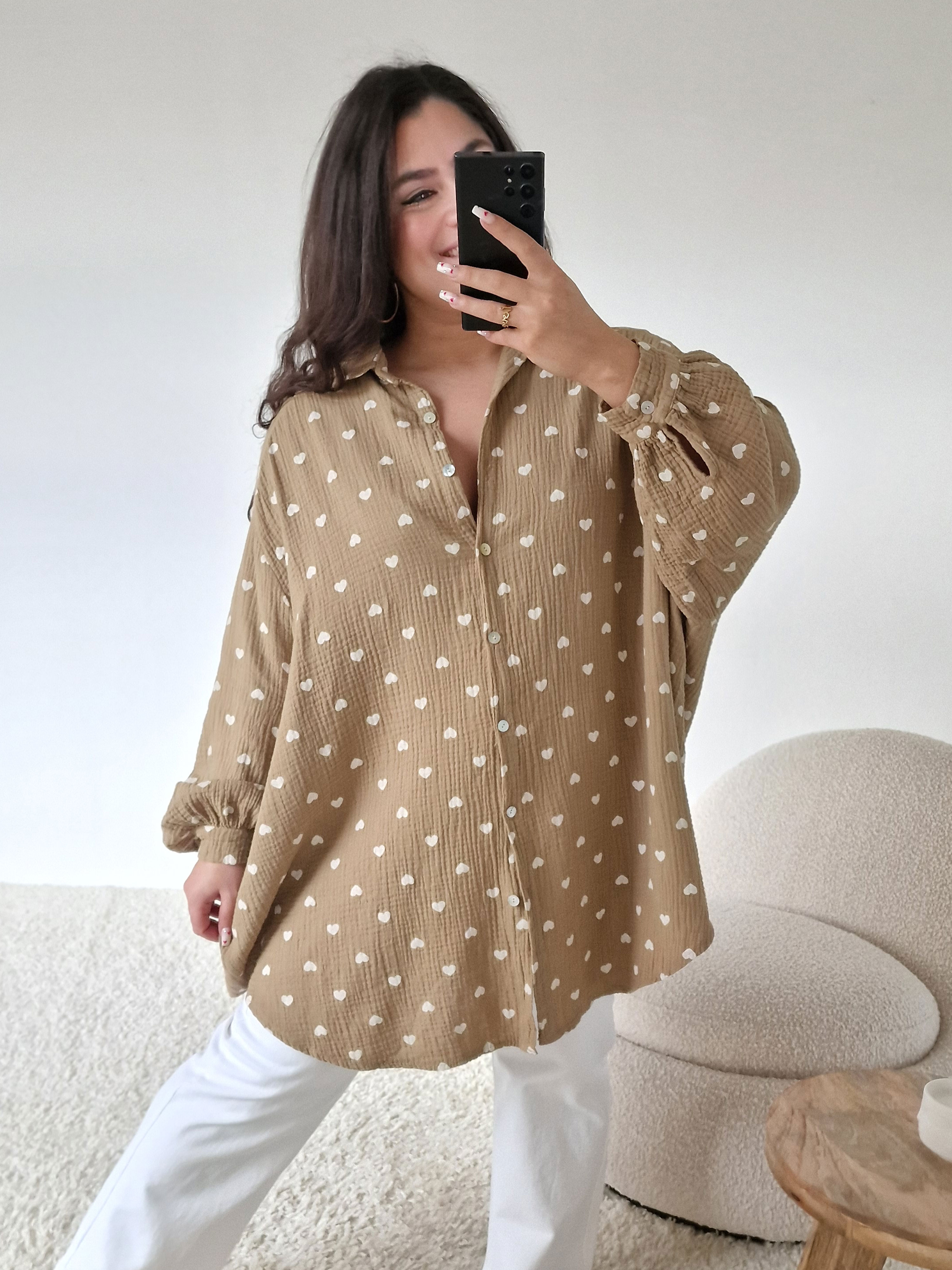 Musselin Long Oversize Bluse - Must Have - LOULOU - Mocca