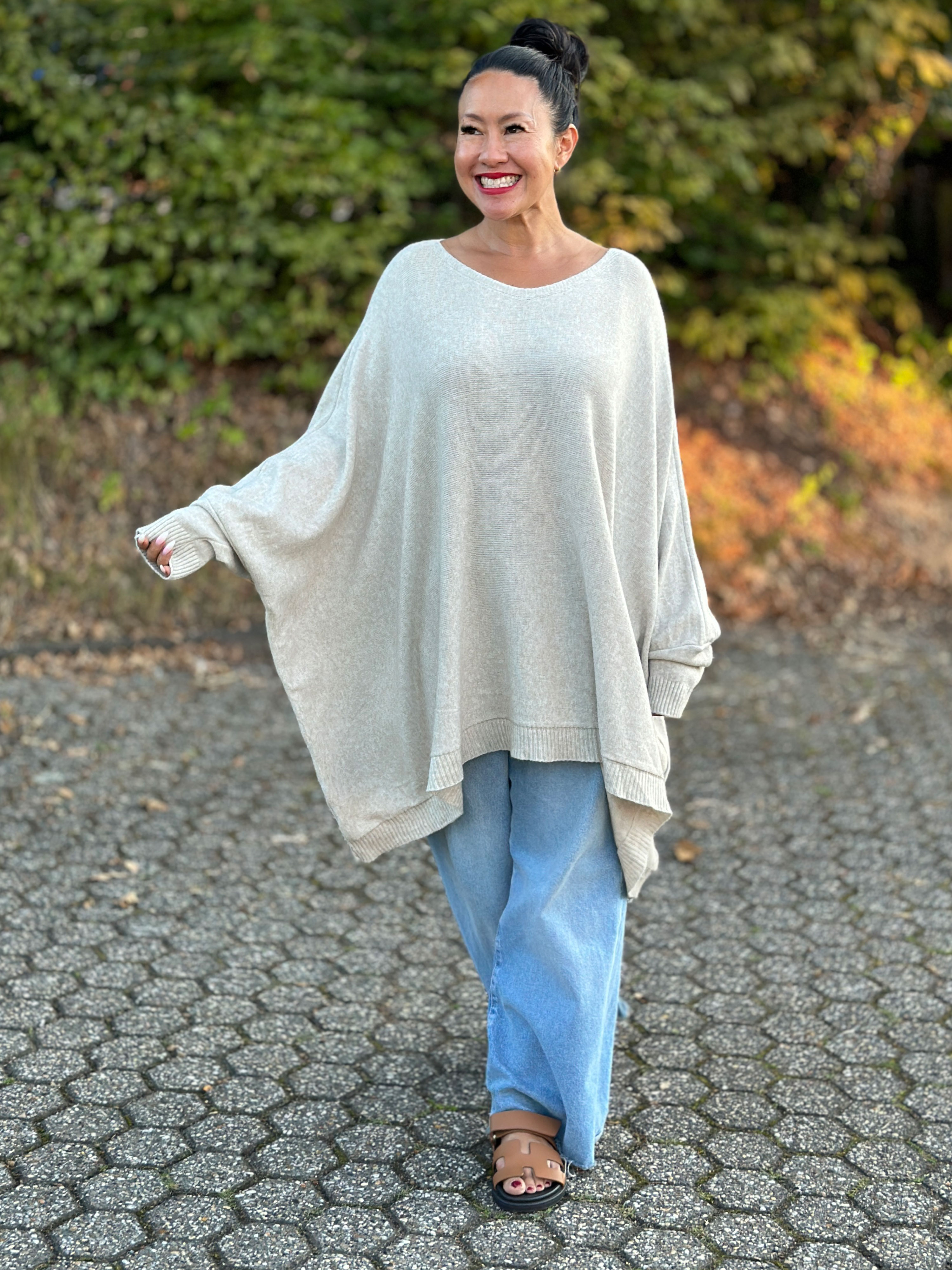 Oversize Viskose Pullover - Oatmeal