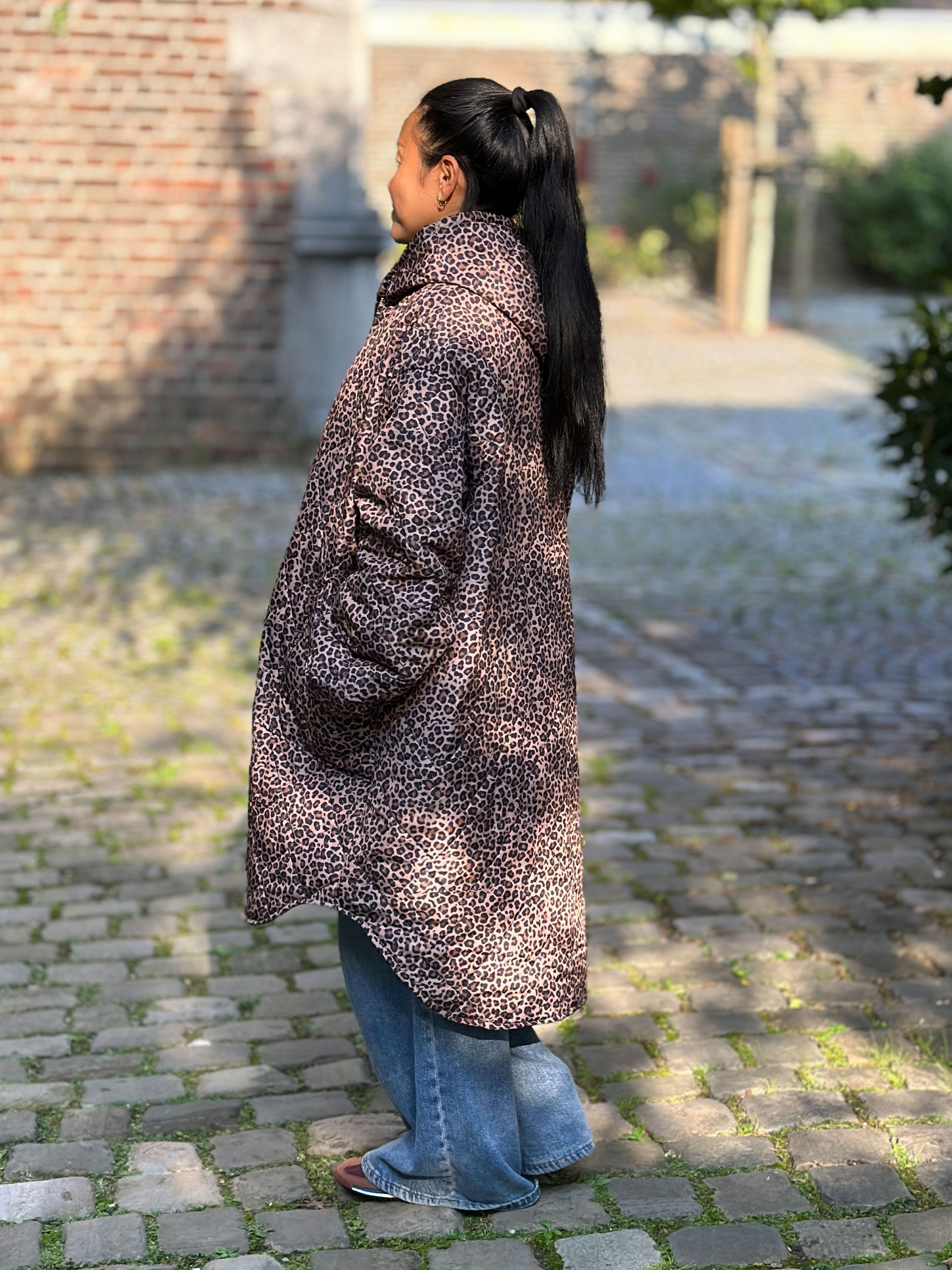 CURVY Steppjacke mit Kapuze - LEOPARD - Beige