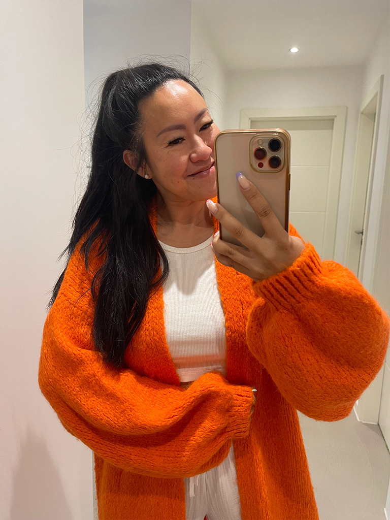 Strickjacke FLAUSCHI Midi - Orange