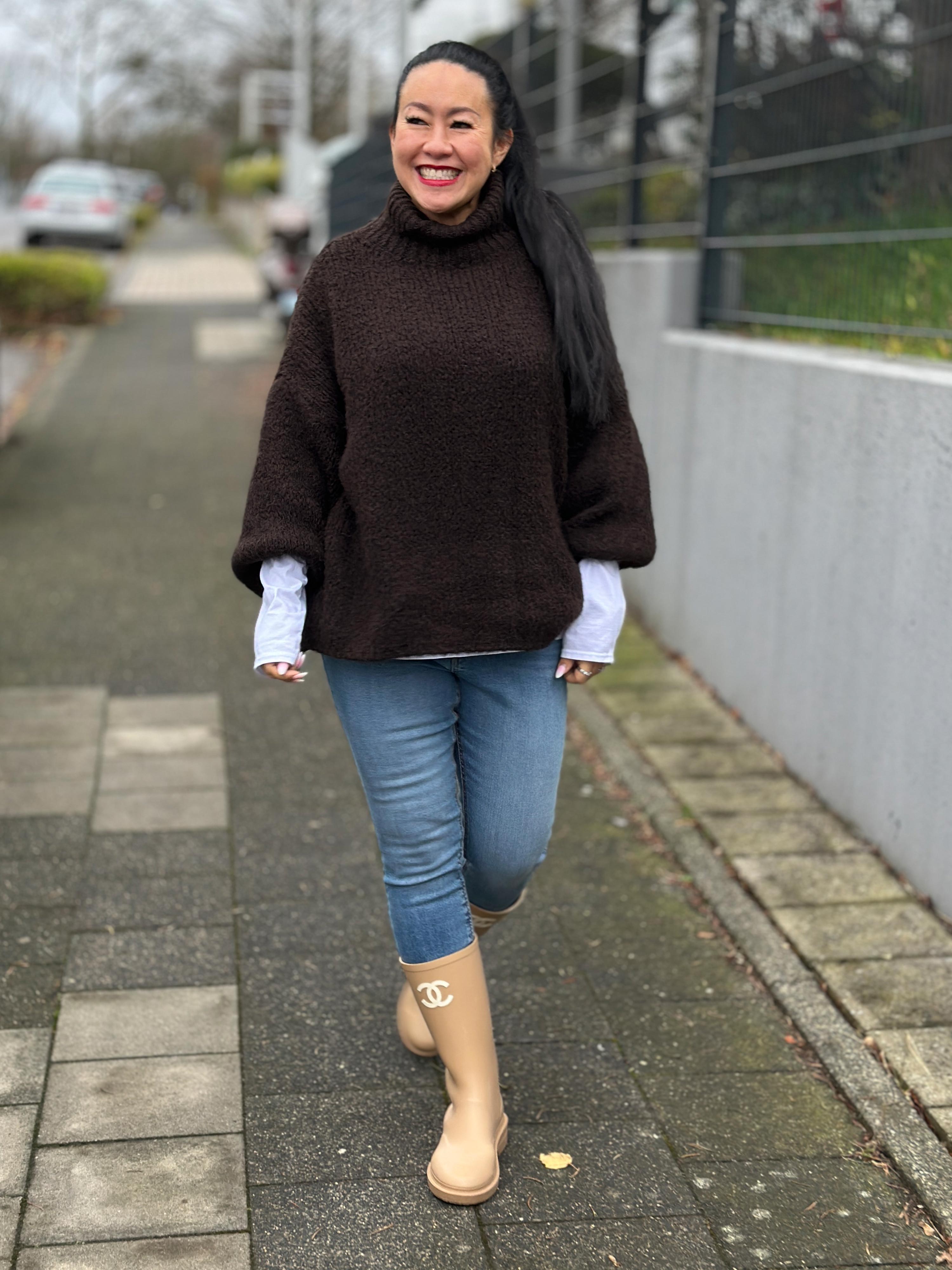 Oversize Pullover mit Rollkragen - FLAUSCHI - Schoko