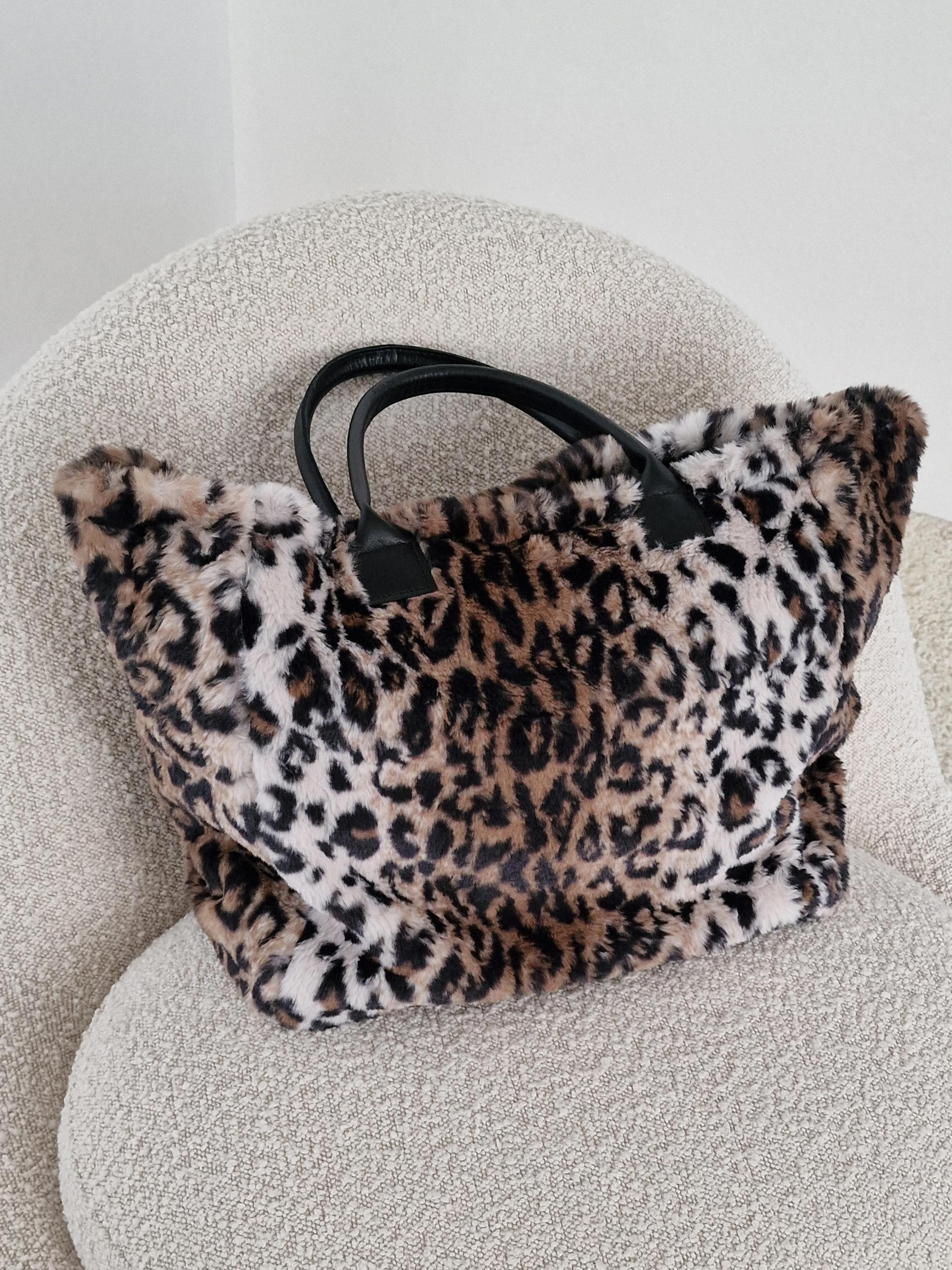 Kunstfell Tasche - LEOPARD - Beige