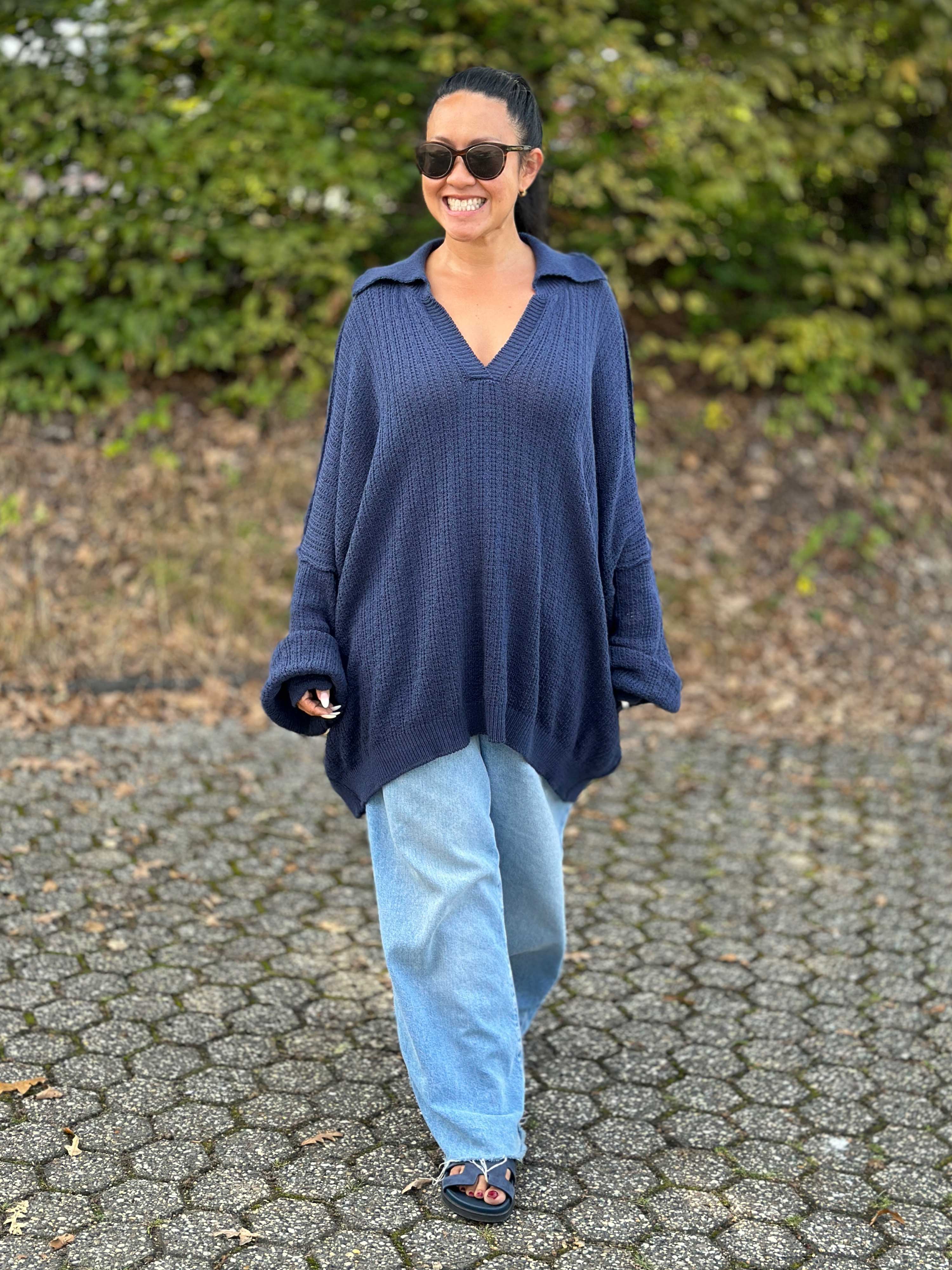 Oversize Häkelpullover MANACOR - Navy