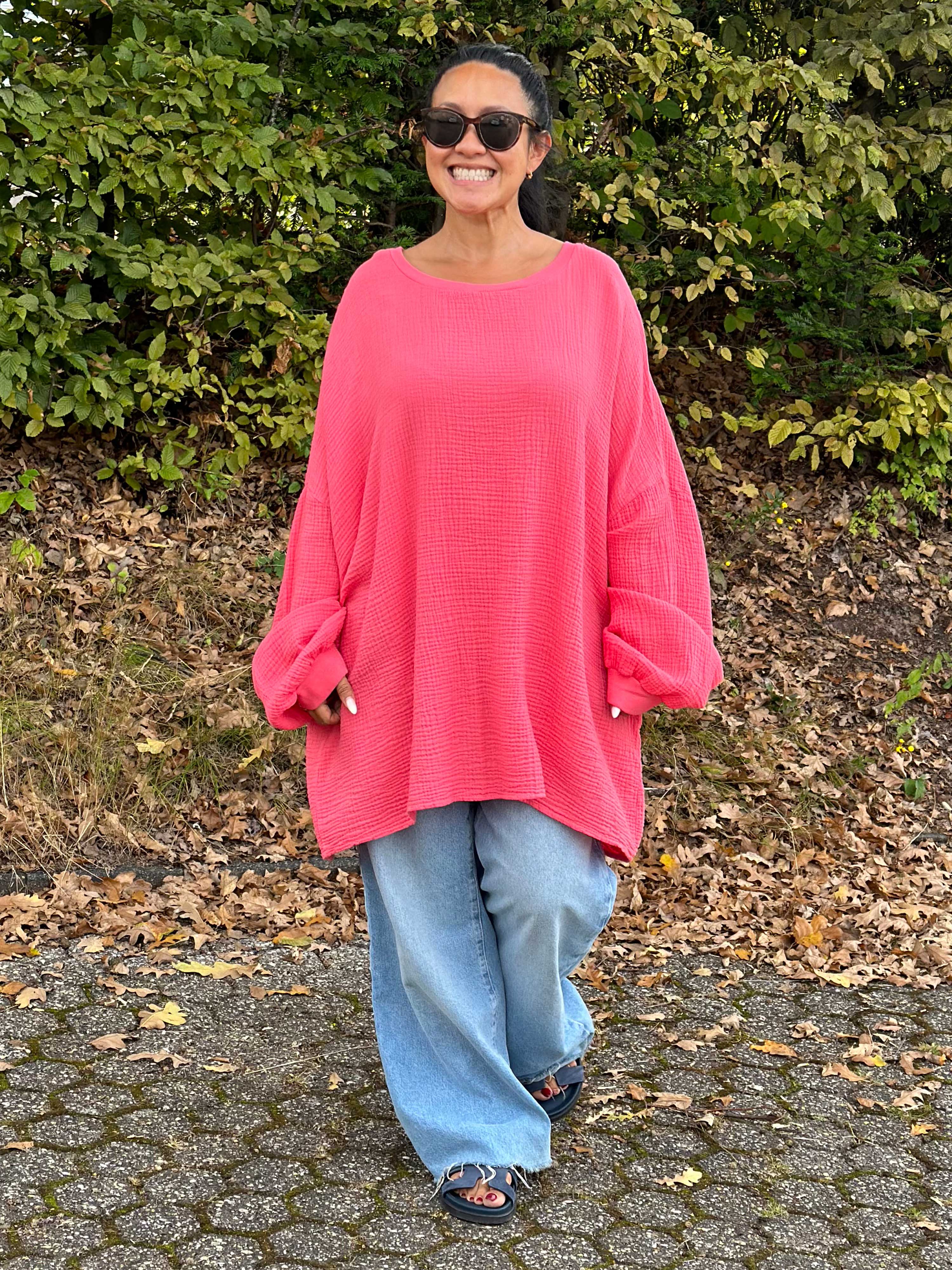 Musselin Oversize Sweatshirt - Peach