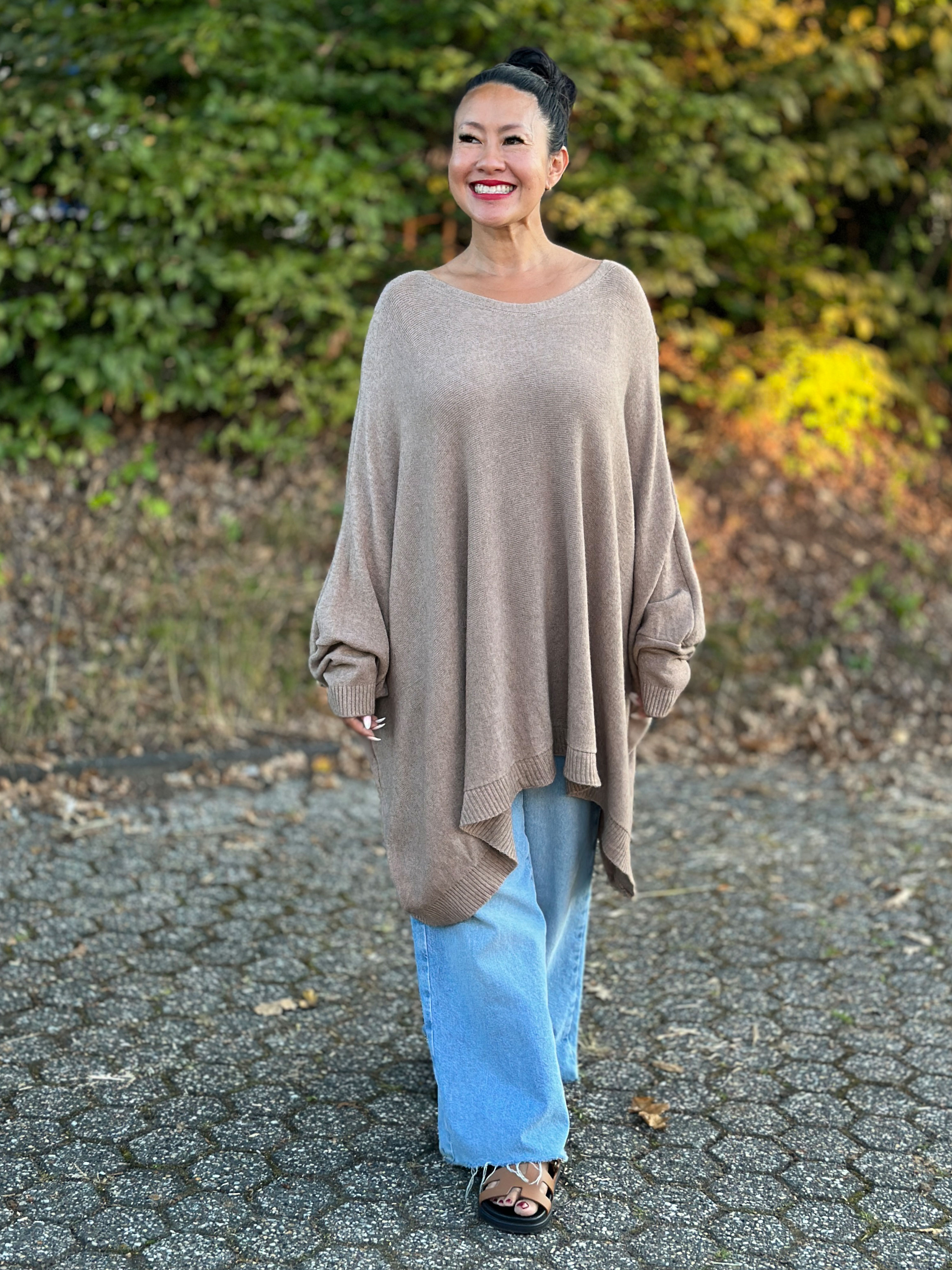 Oversize Viskose Pullover TALL - Camel