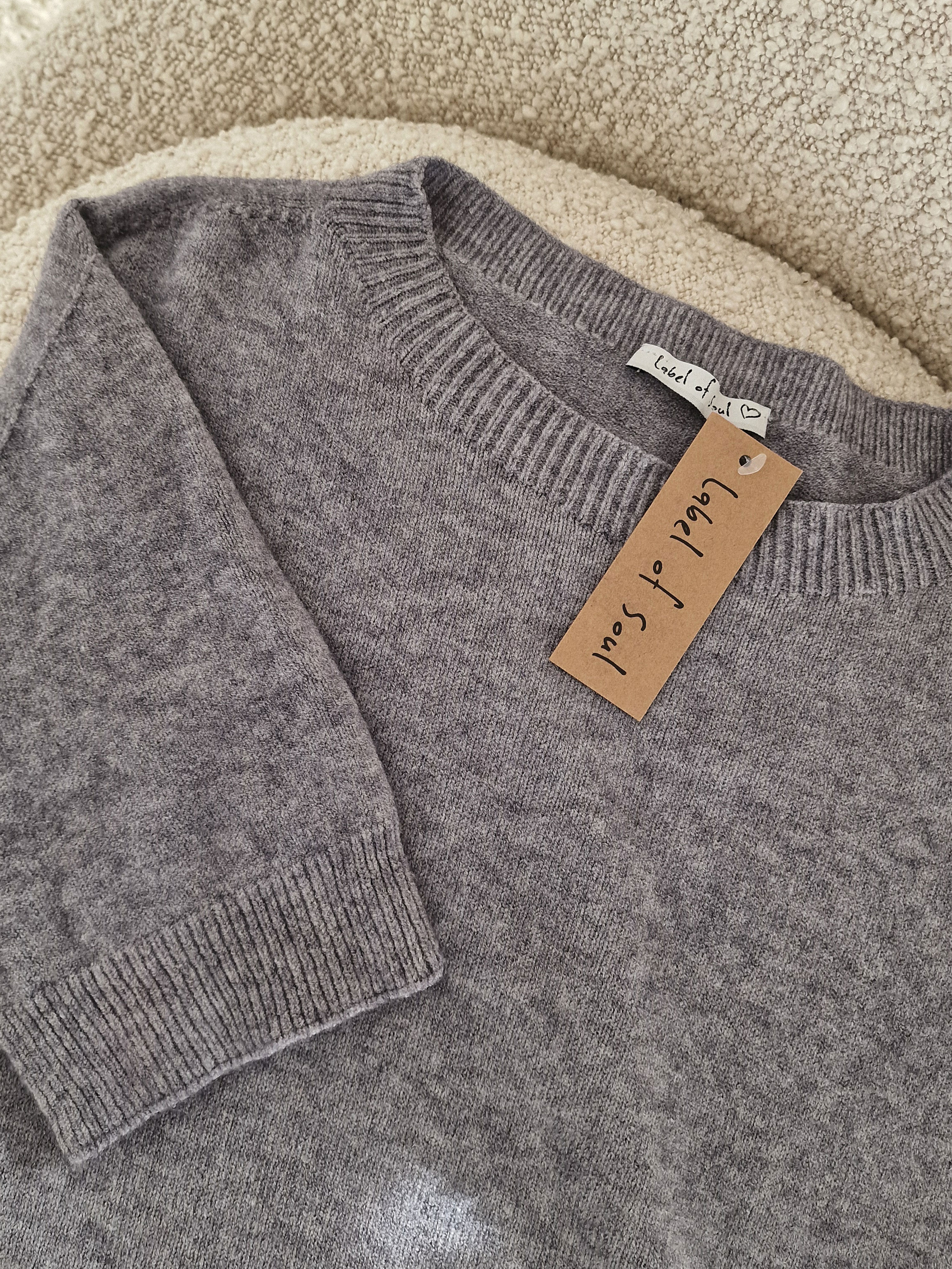 Viskose Kurzarm Pullover - Grau