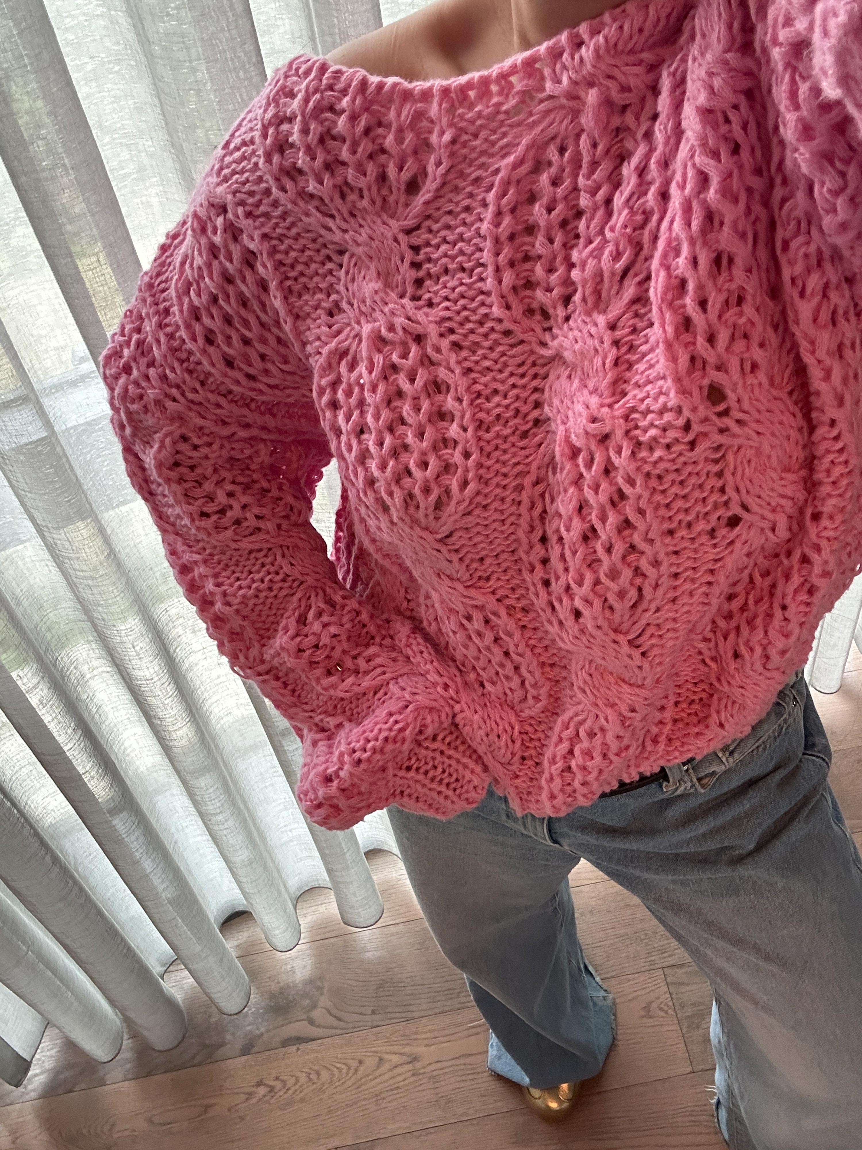 LIMITED Grobstrickpullover mit Zopfmuster - Rosa