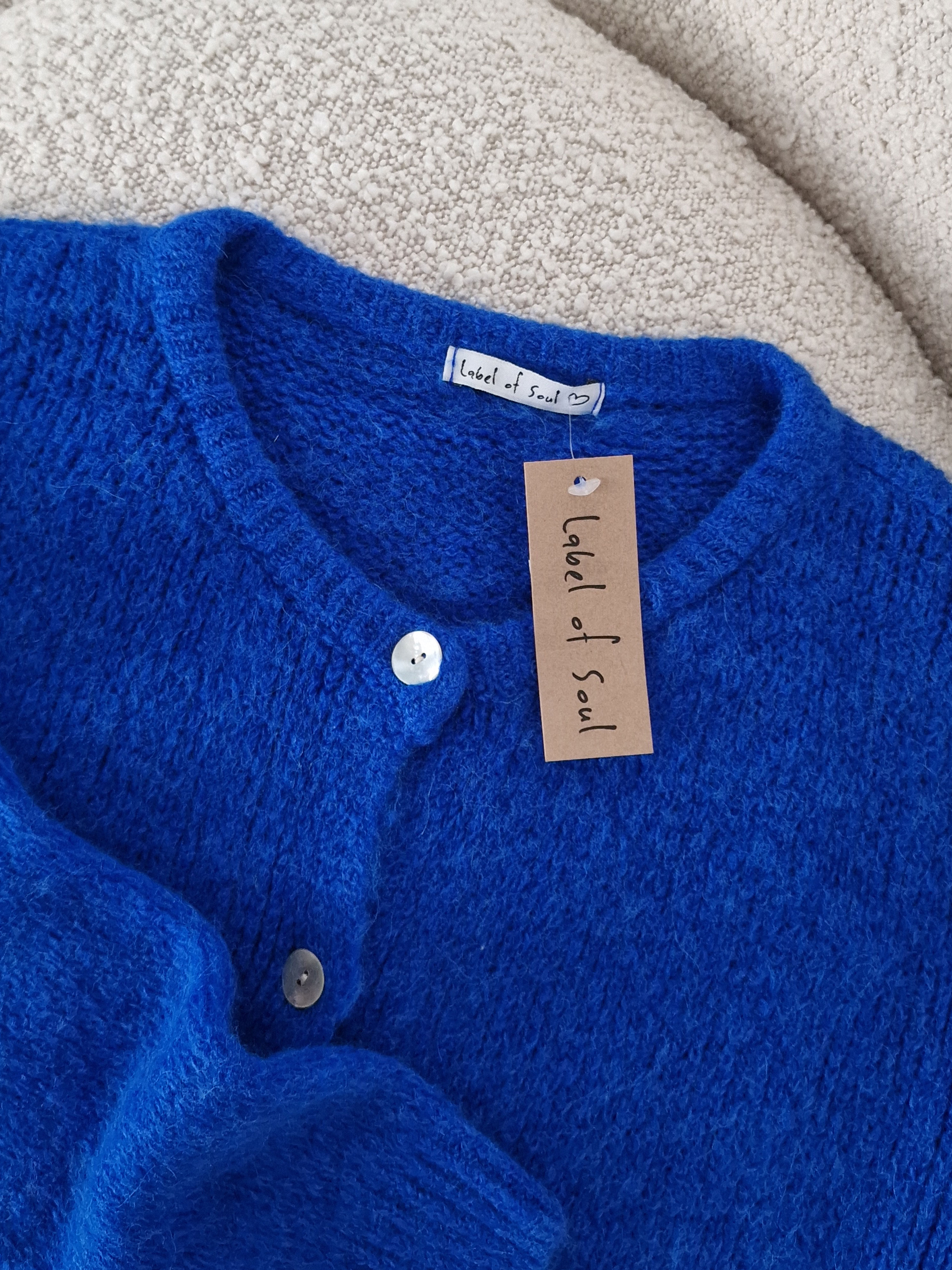 Strickjacke mit Baby-Alpakawollanteil - Royalblau