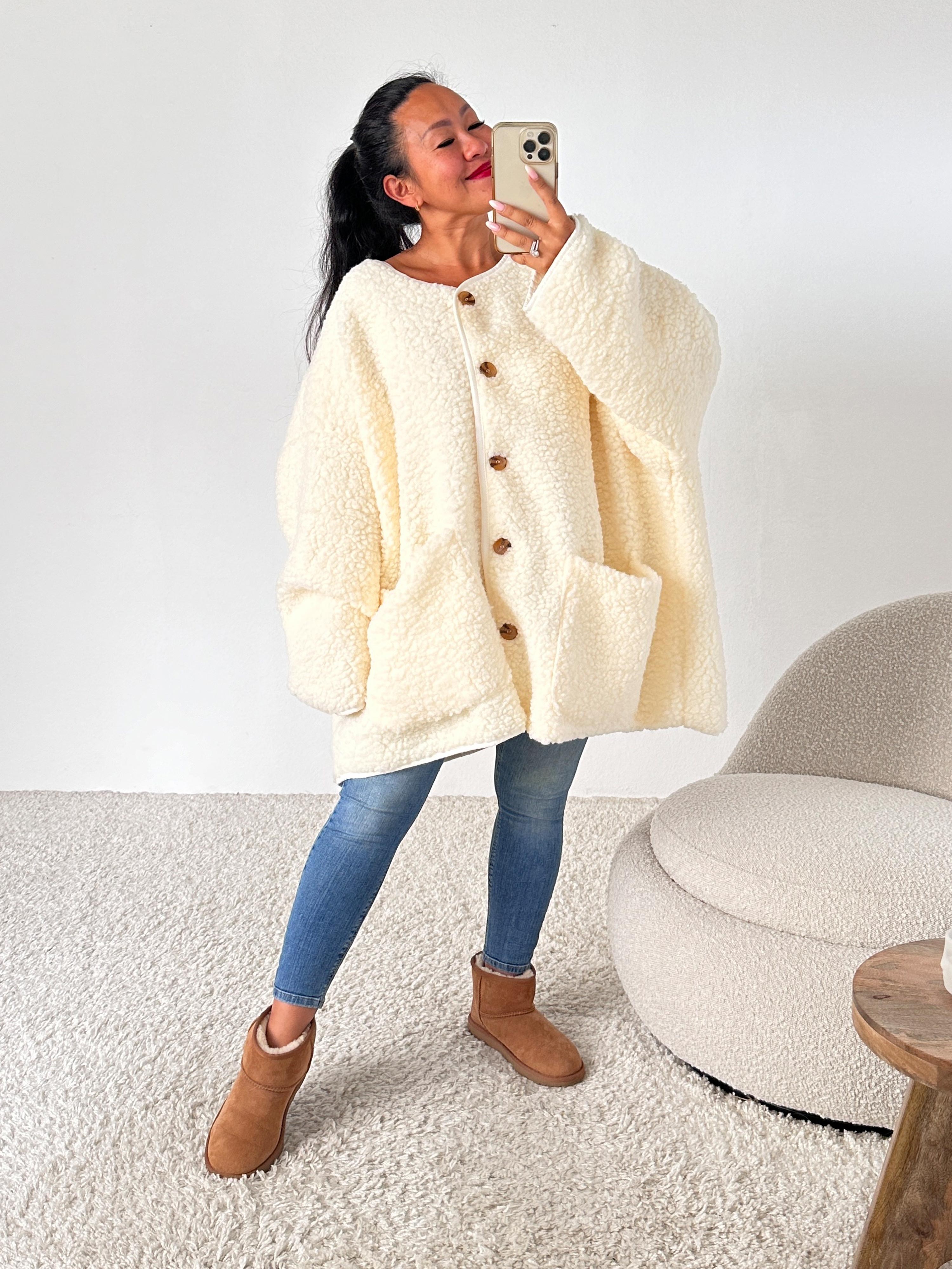 Teddylook Oversize Jacke - ICON - Creme