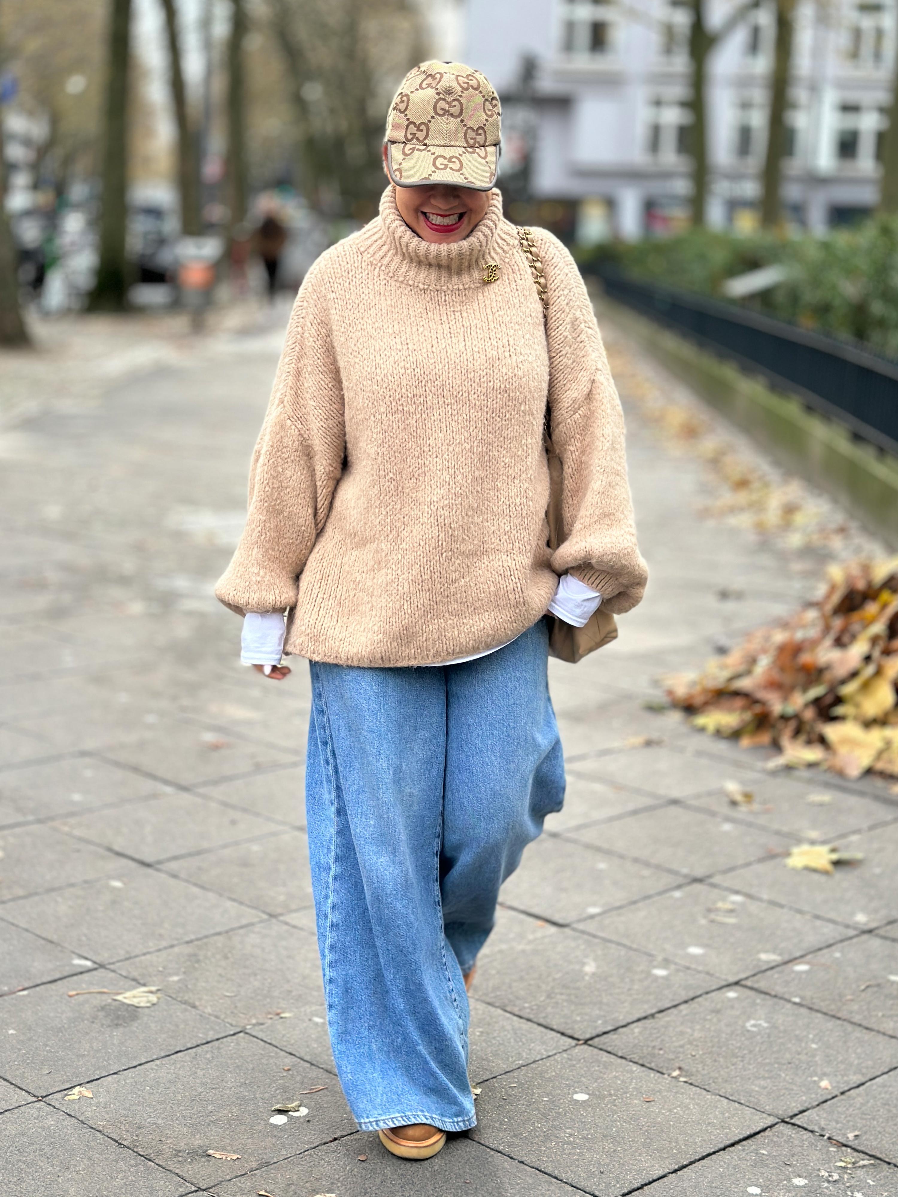 Oversize Pullover mit Schalkragen - FLAUSCHI - Oatmeal