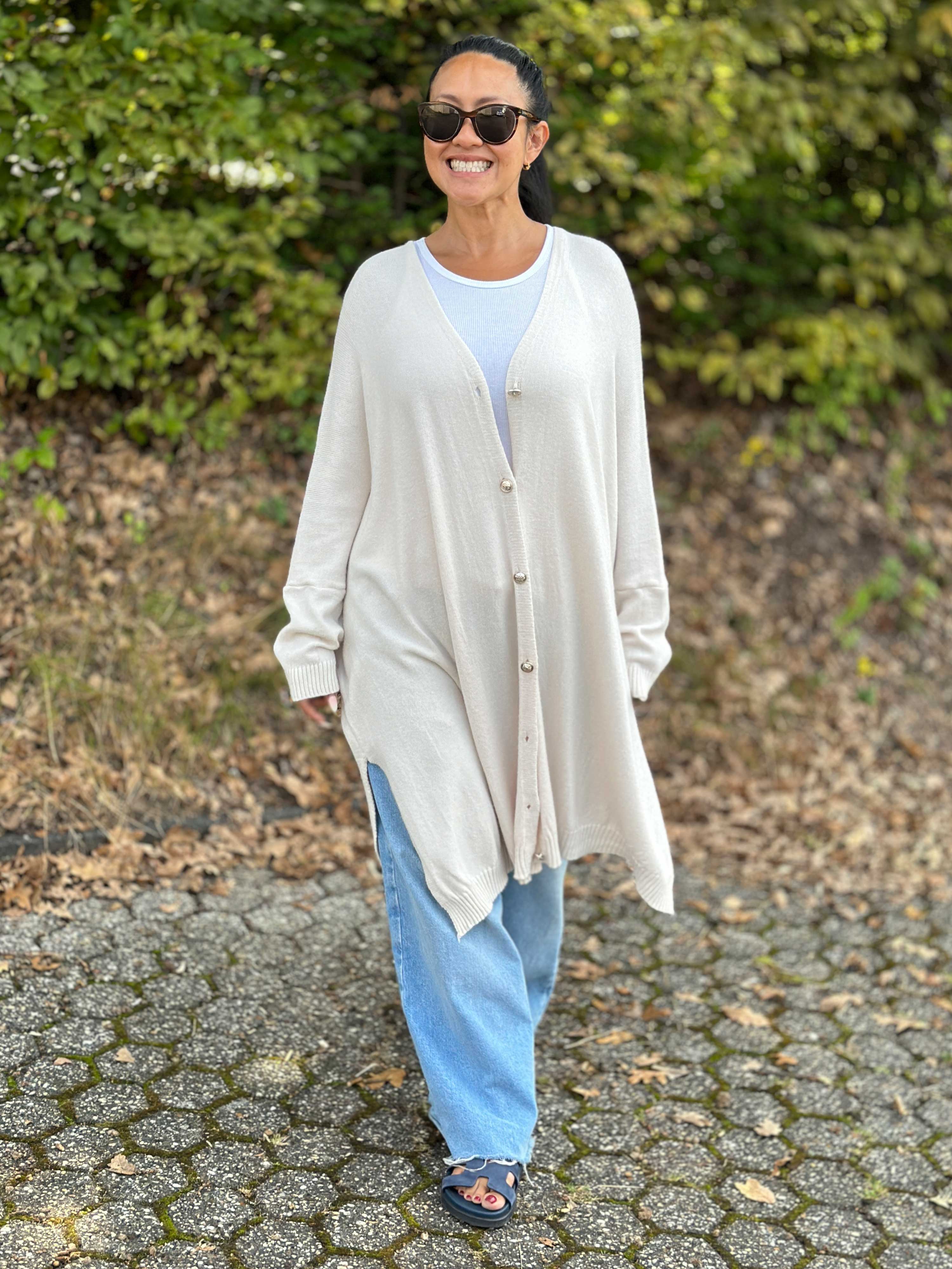 Oversize Viskose Cardigan TALL - Creme