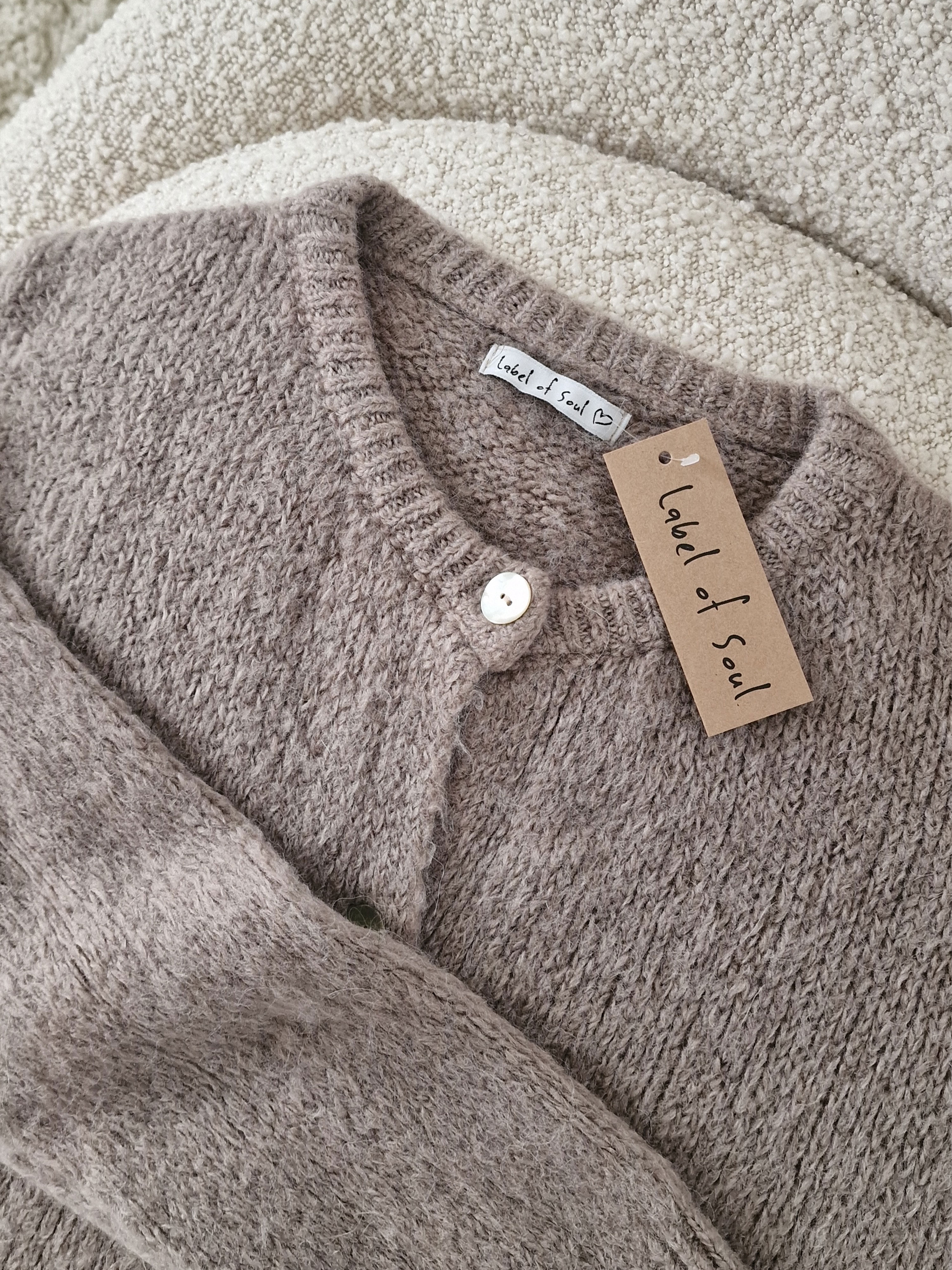 Strickjacke mit Baby-Alpakawollanteil - Taupe