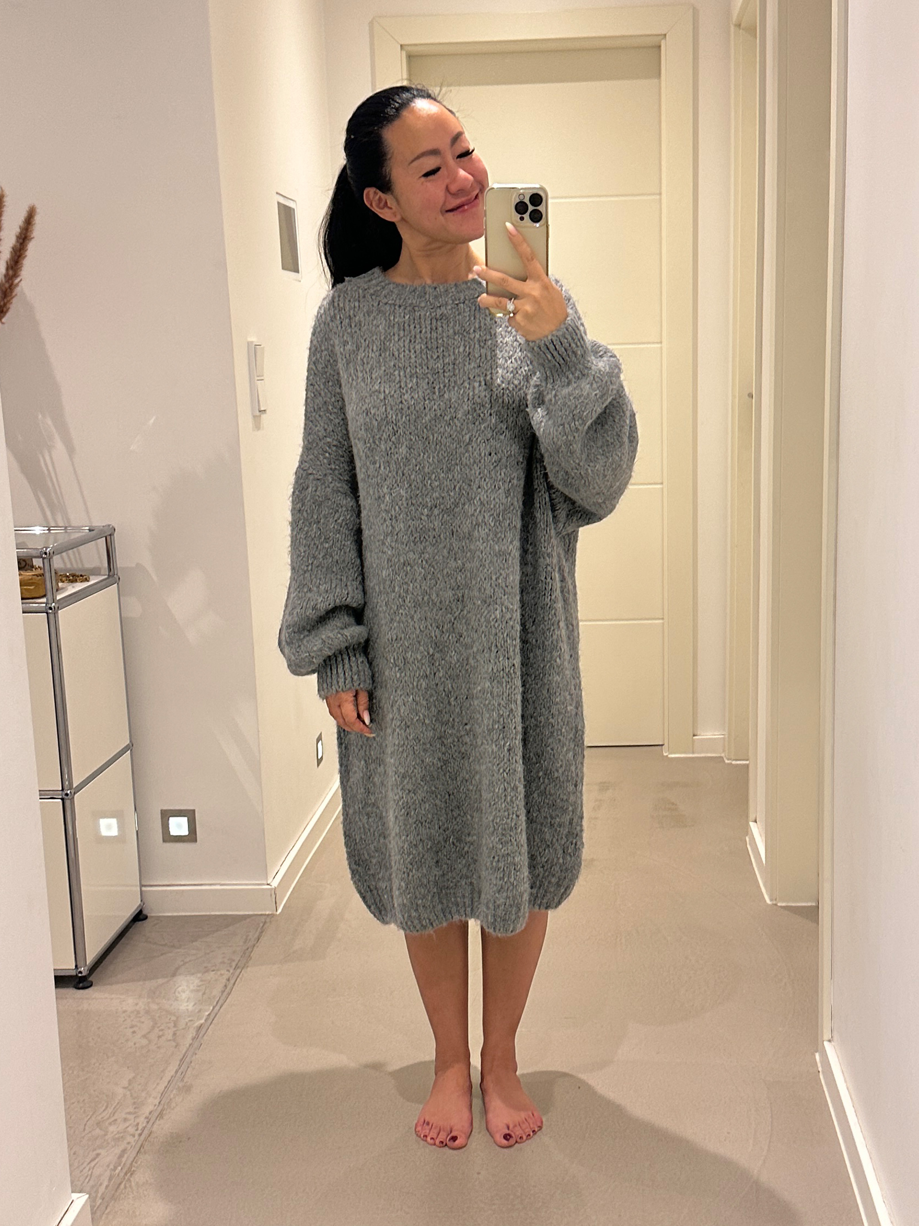 Oversize Strickpullover FLAUSCHI Long - TALL - Grau