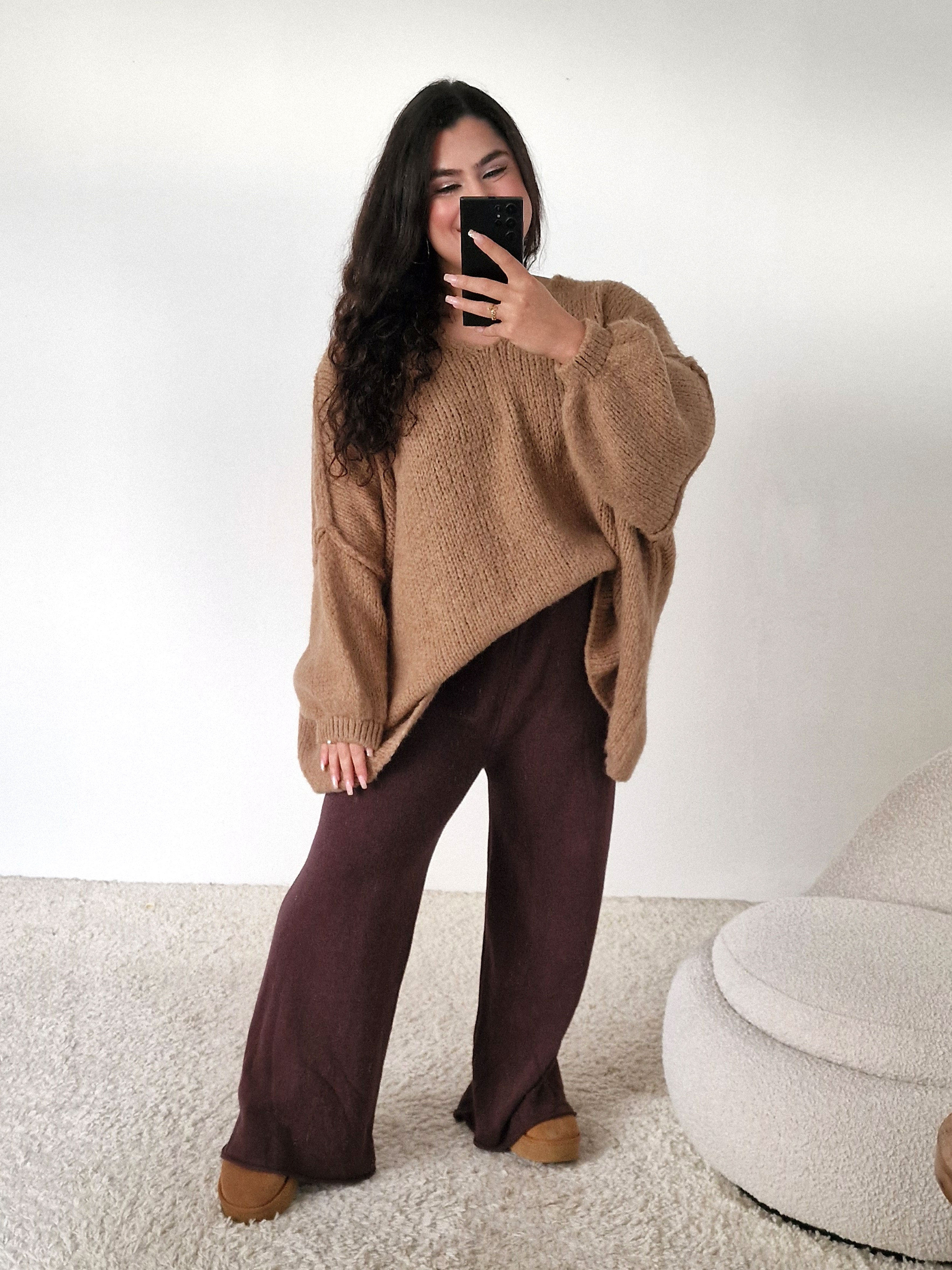 Viskose Strickhose - Toffee