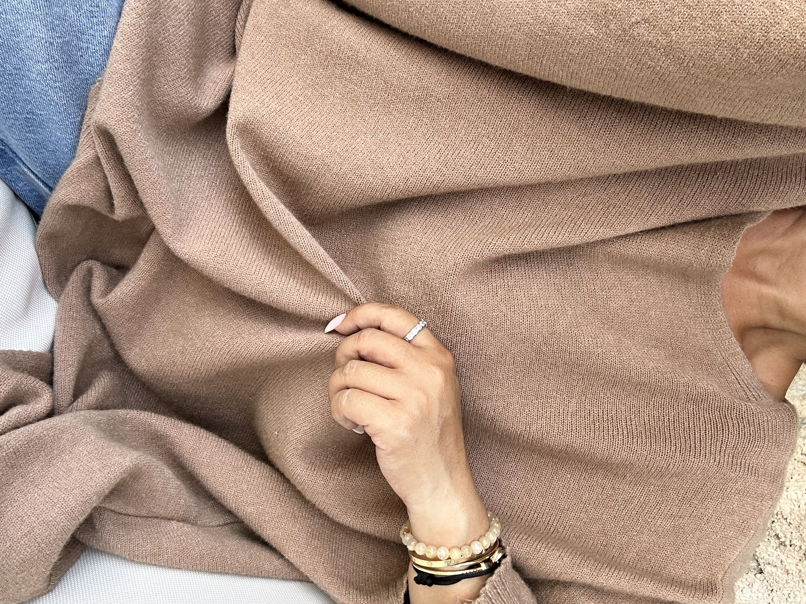 Oversize Viskose Kurzarm Poncho - Camel