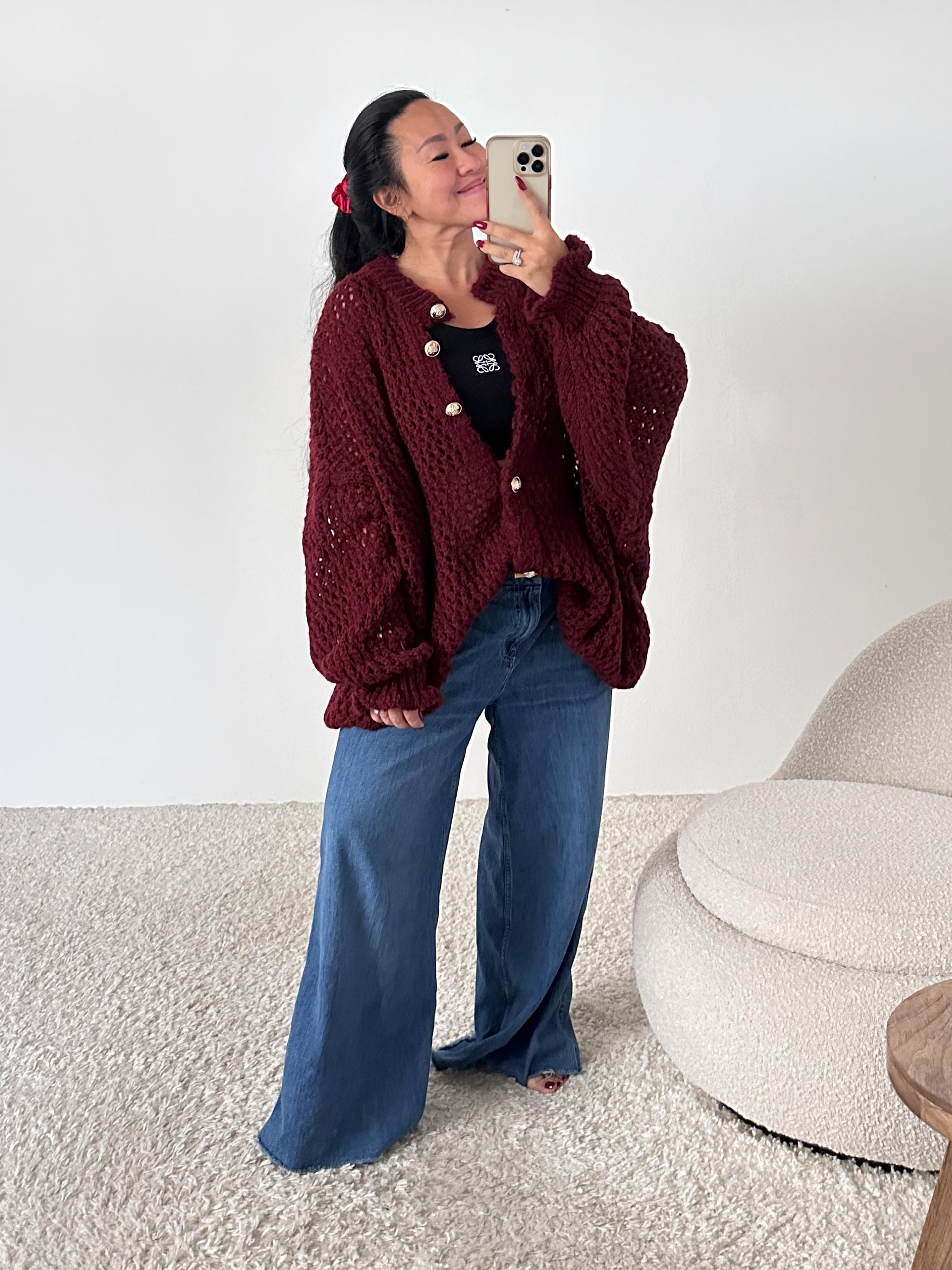 Oversize Grobstrick FLAUSCHI Cardigan - NOLA - Maroon