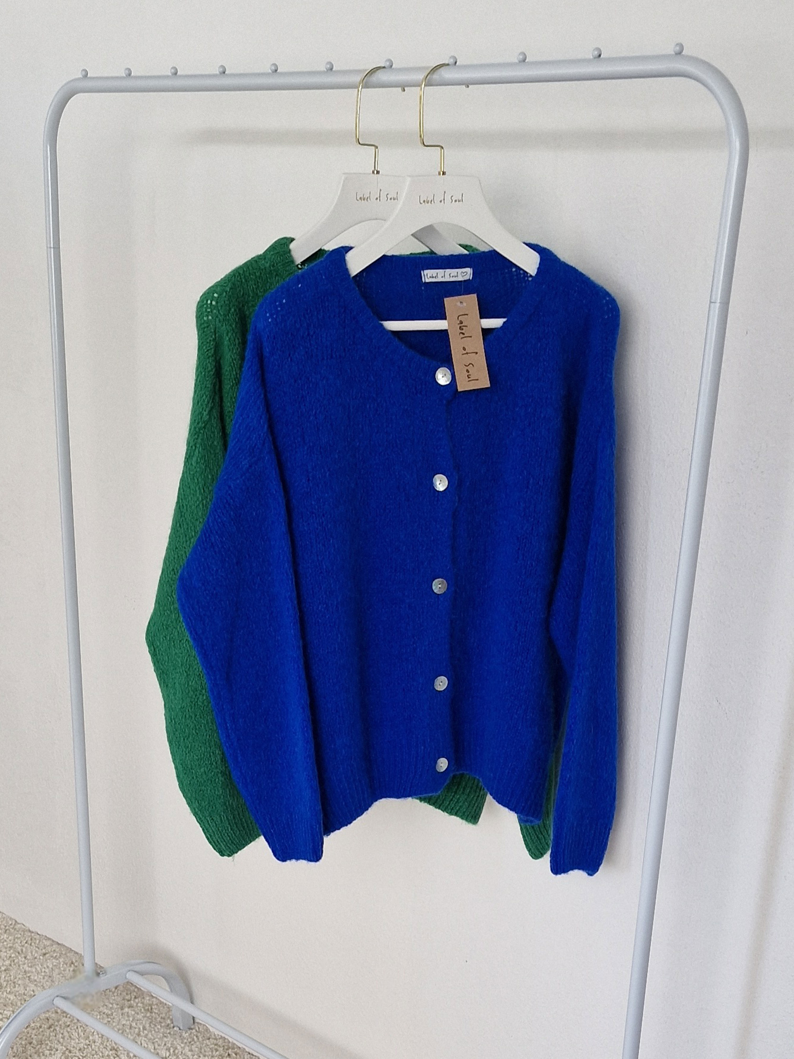 Strickjacke mit Baby-Alpakawollanteil - Royalblau