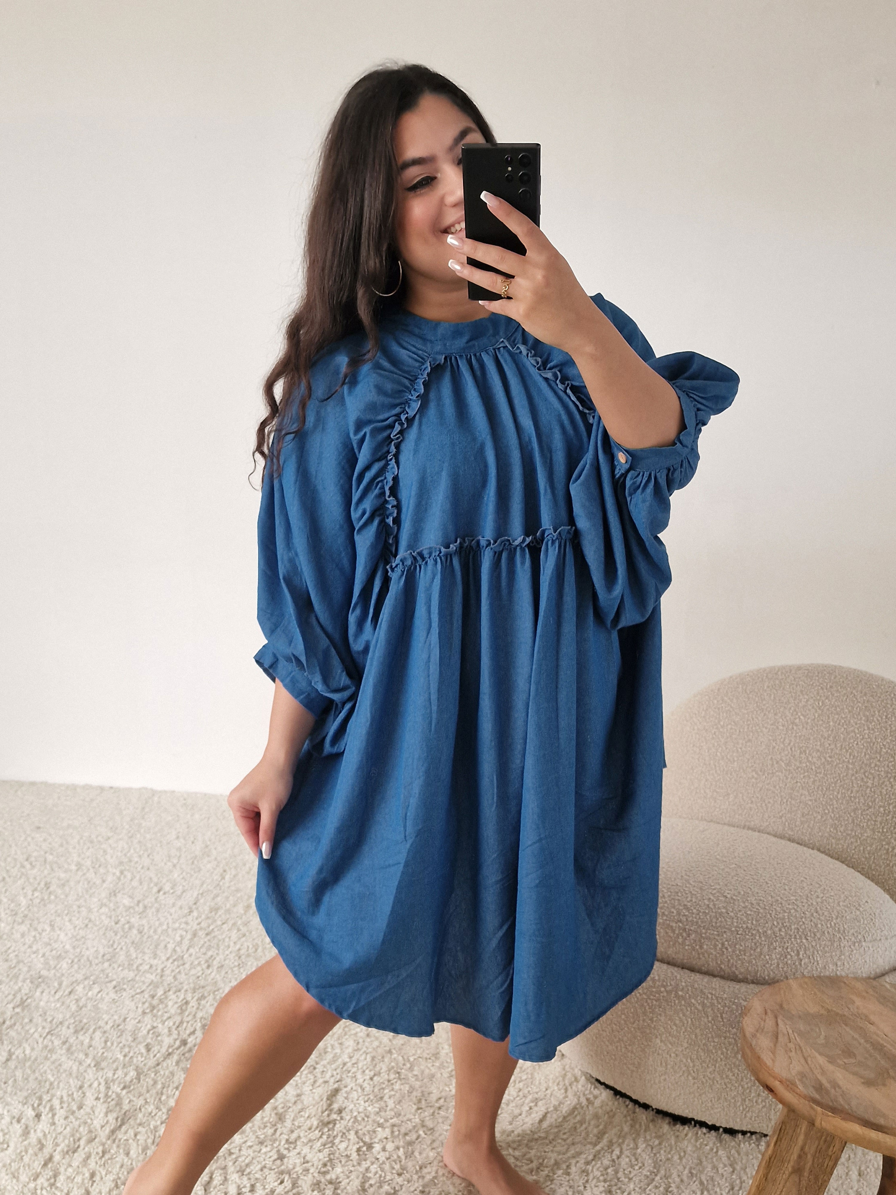 Tunika Long Bluse - Denim Blue