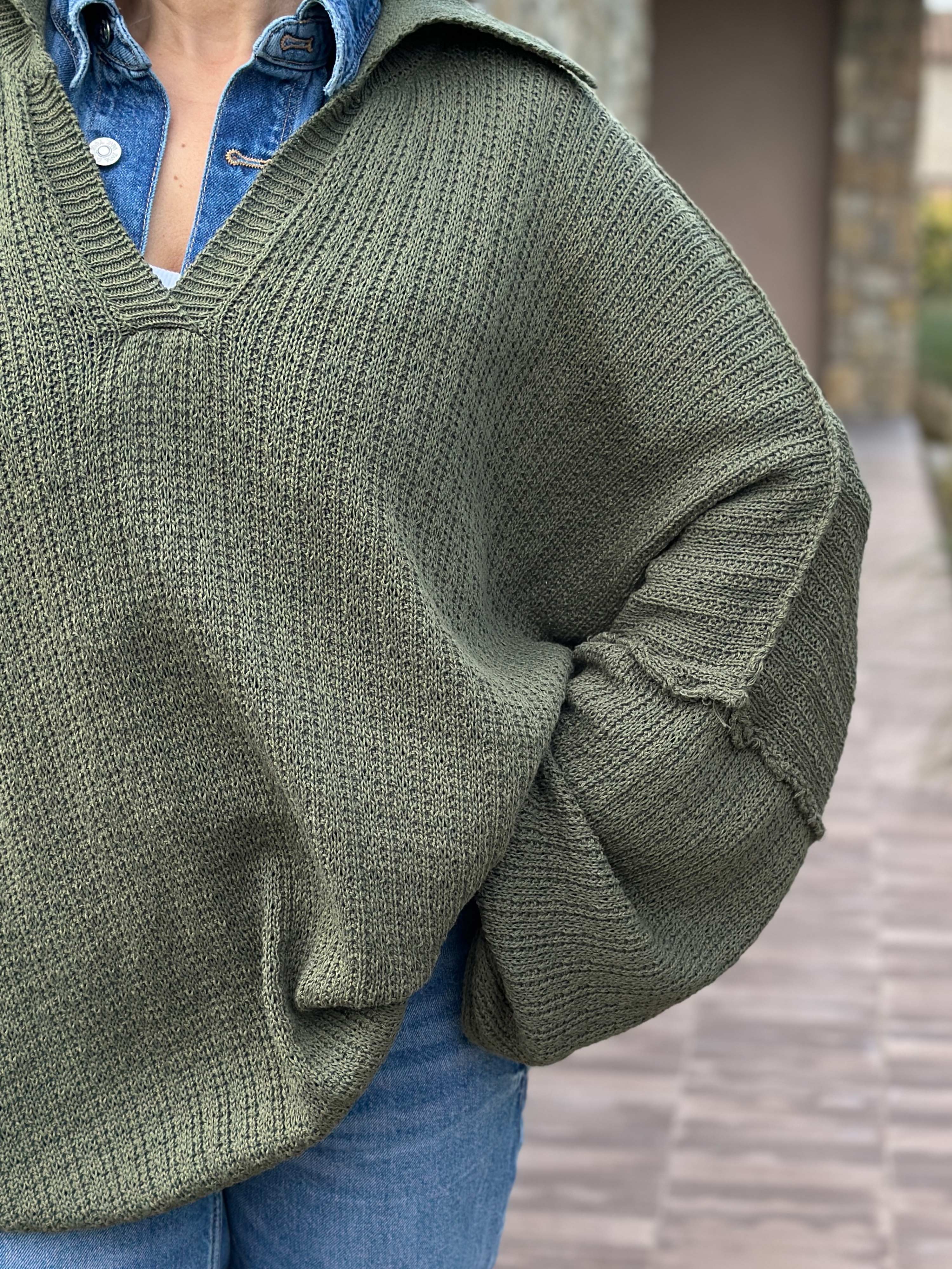 Oversize Häkelpullover MANACOR - Olive