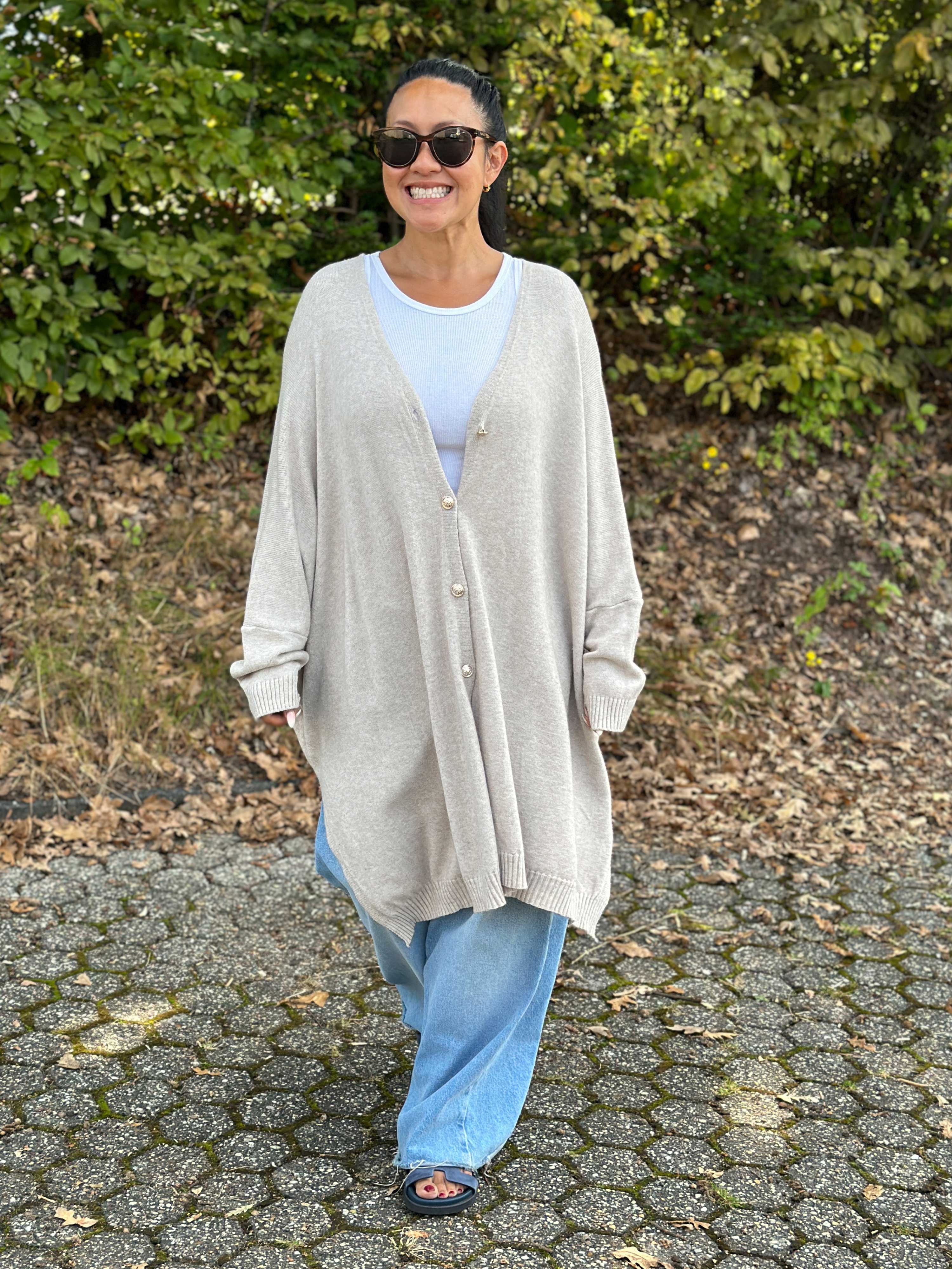 Oversize Viskose Cardigan - Oatmeal