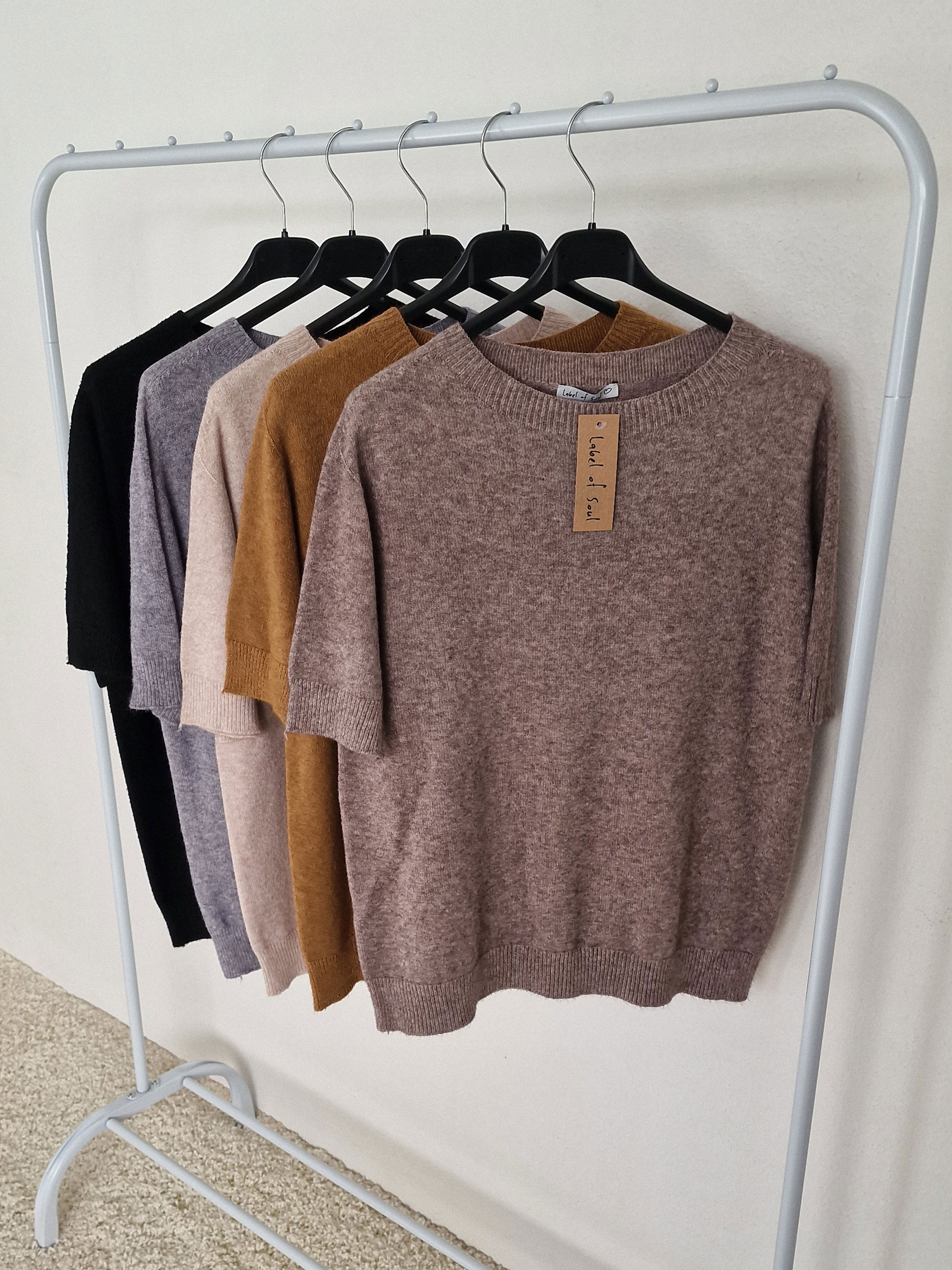 Viskose Kurzarm Pullover - Taupe