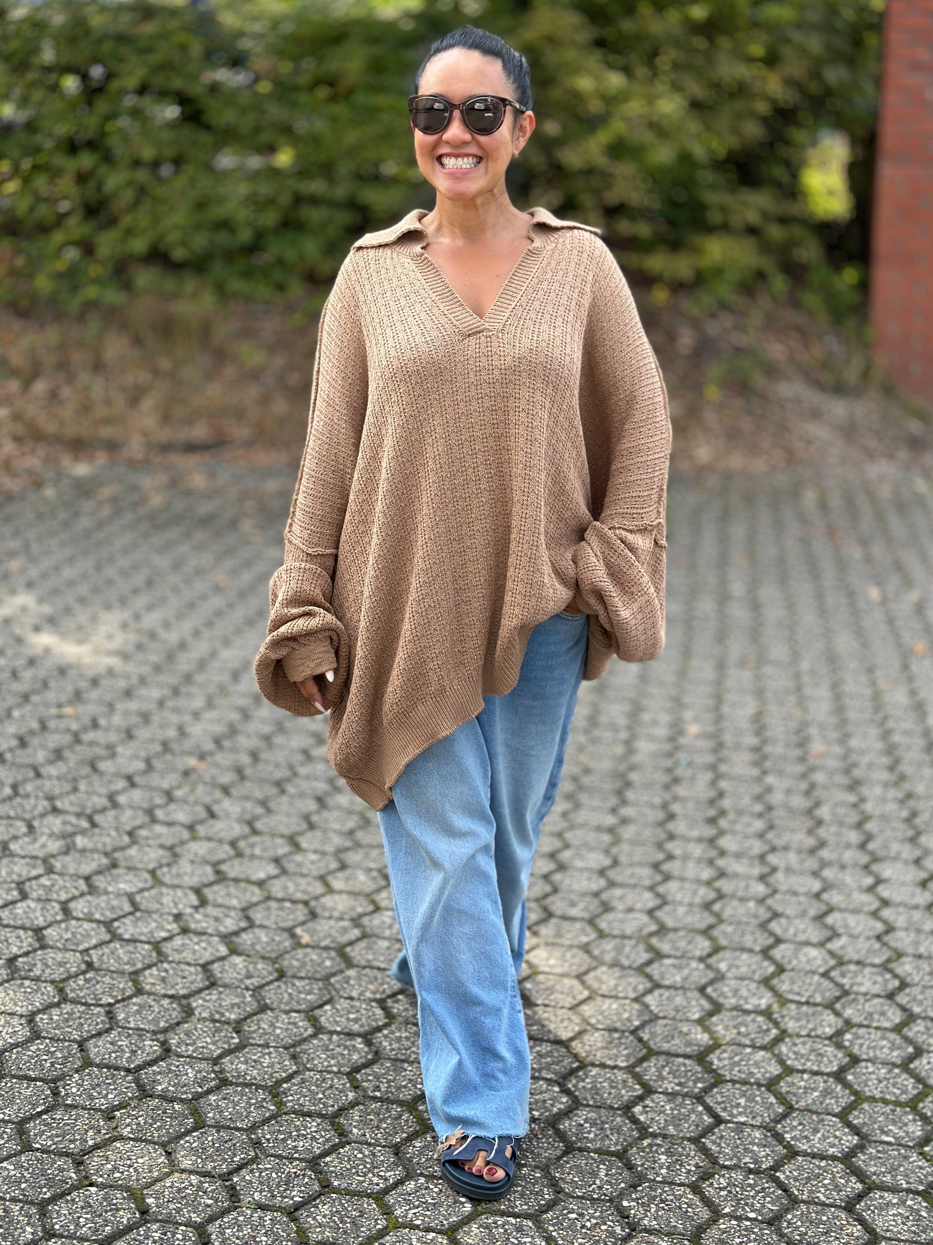 Oversize Häkelpullover MANACOR - Camel