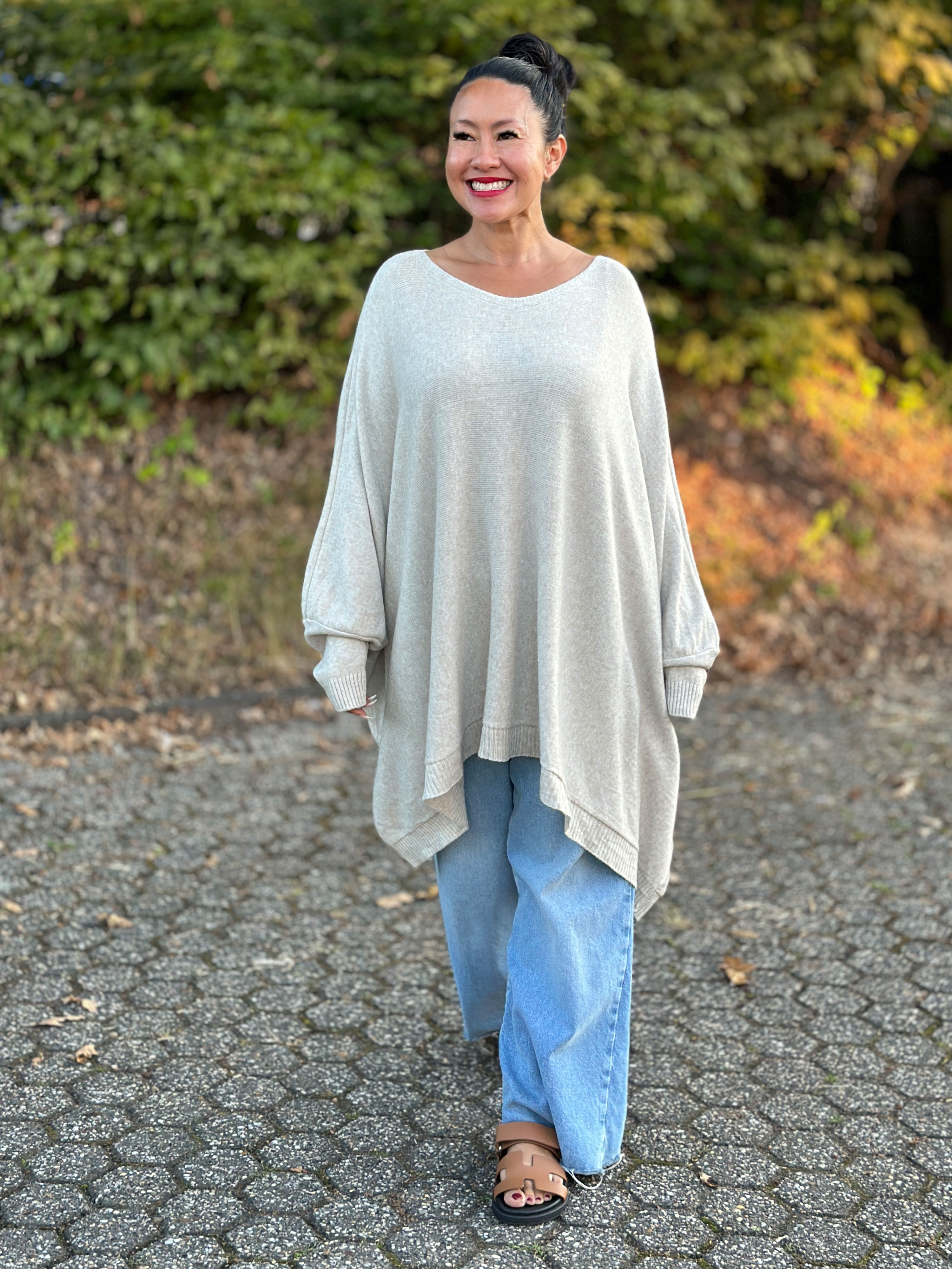 Oversize Viskose Pullover TALL - Oatmeal