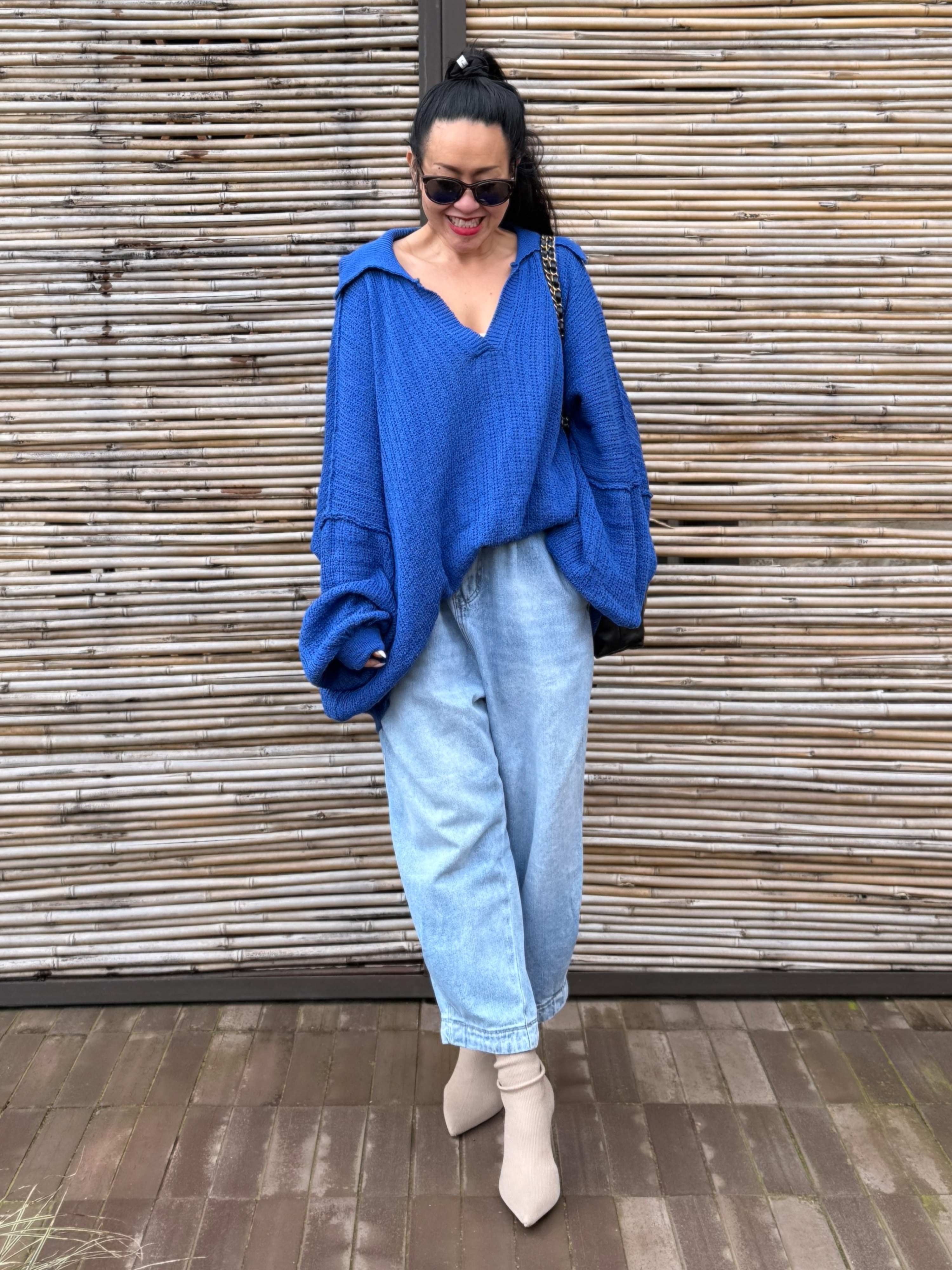 Oversize Häkelpullover MANACOR - Royalblau