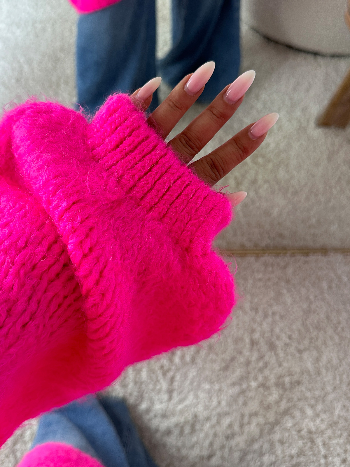 Oversize Strickpullover mit Stehkragen FLAUSCHI LINA - Neon Pink