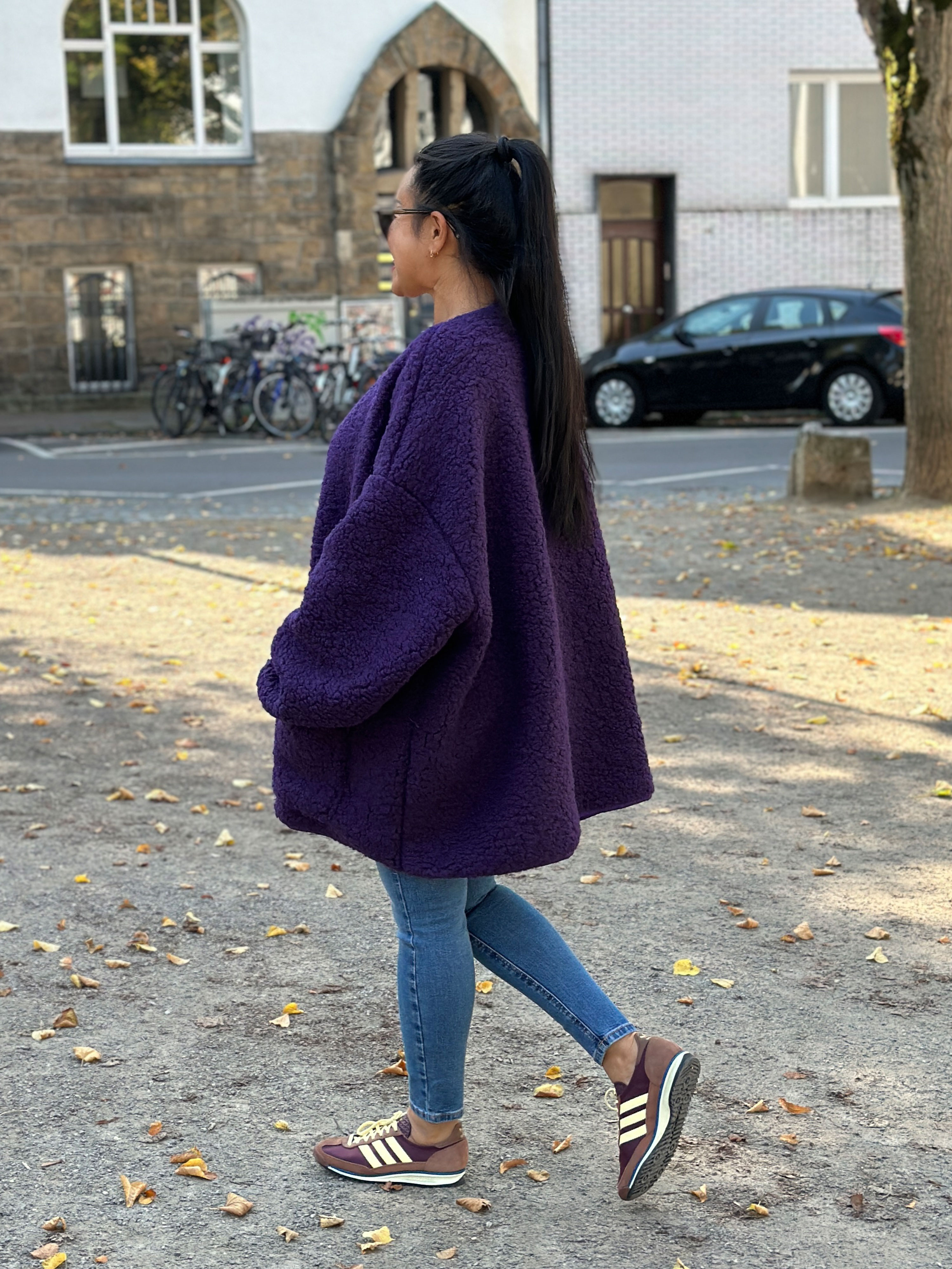 Teddylook Oversize Jacke - ICON - Aubergine