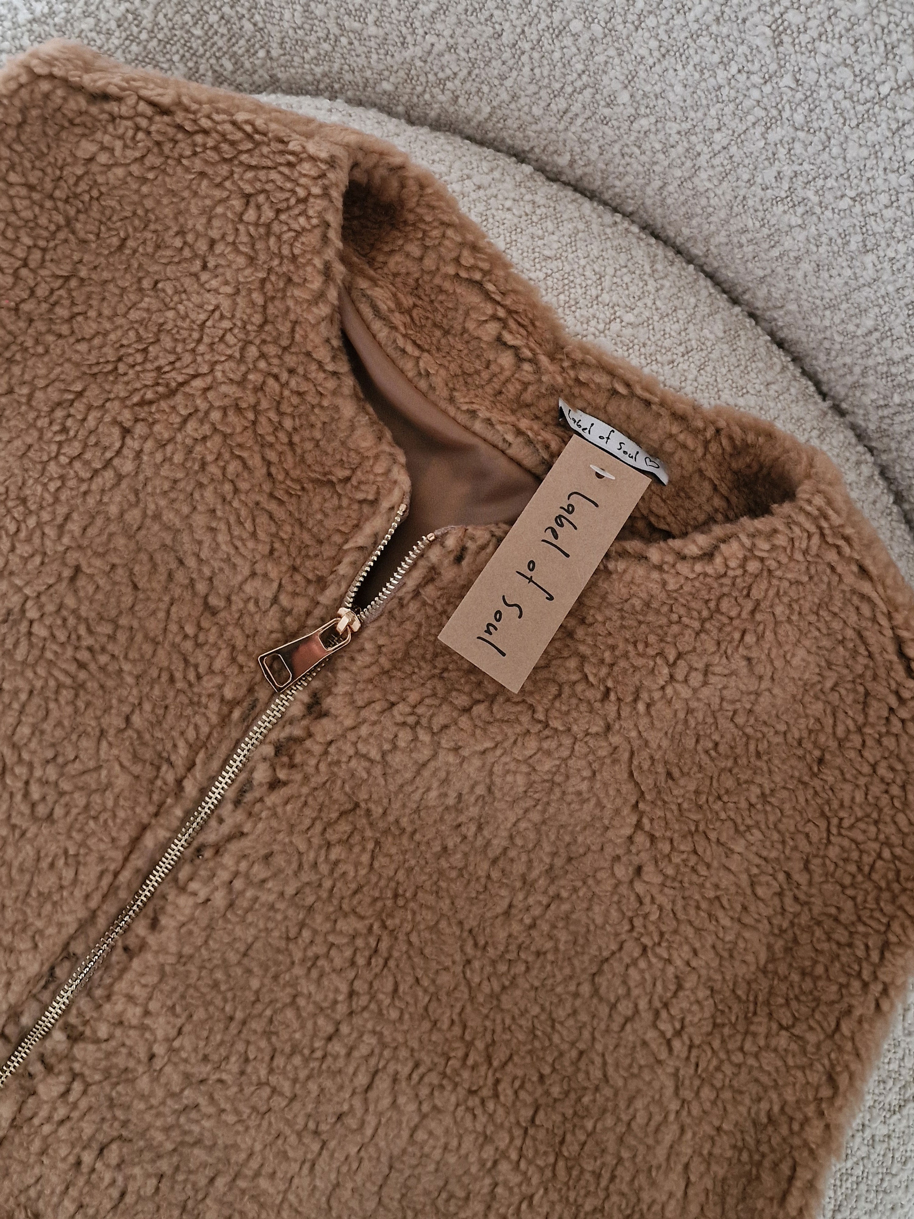 Teddylook Weste mit Zipper - ICON - Camel