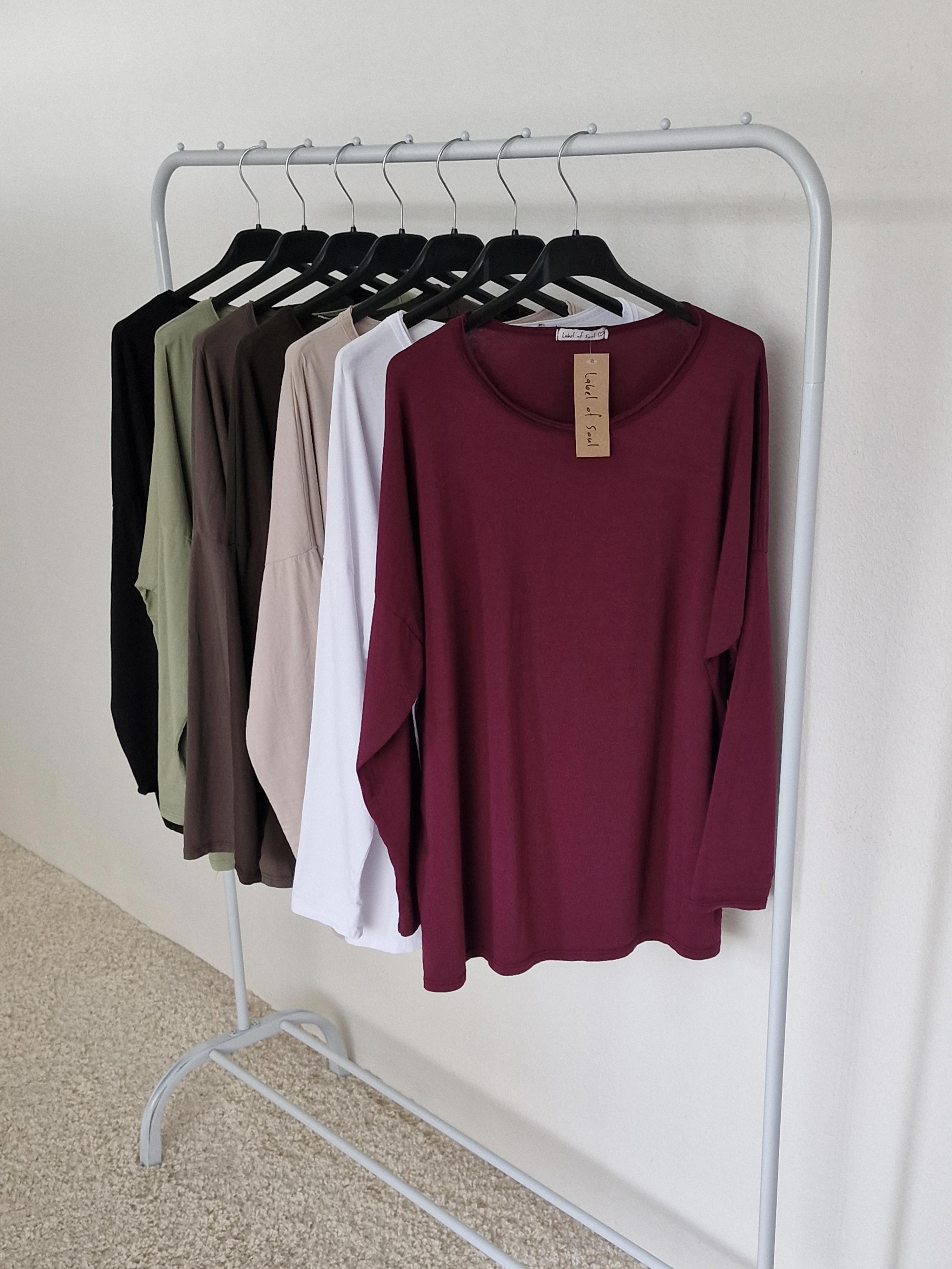 Basic Langarmshirt - Merlot