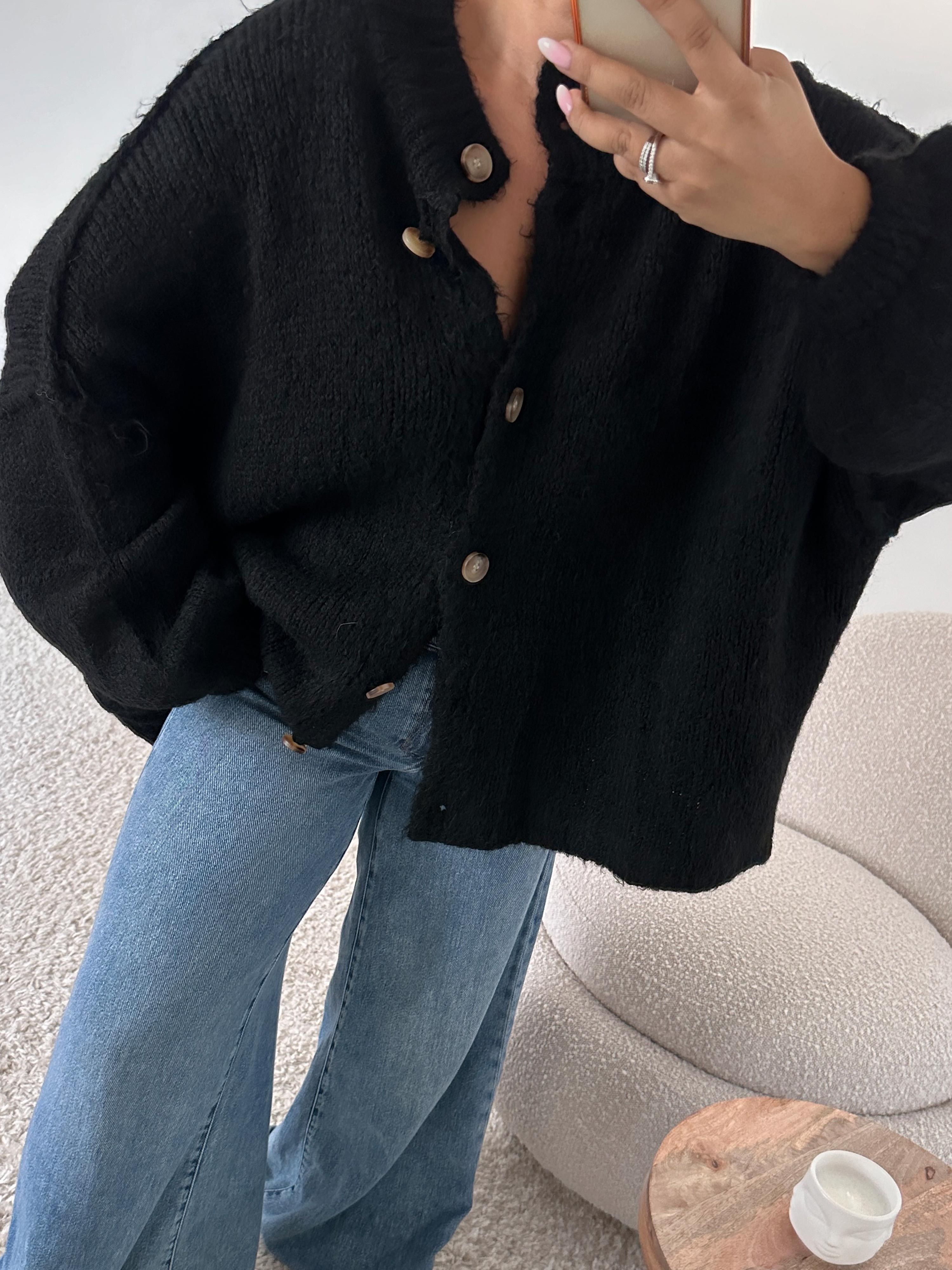 Oversize Cardigan - FLAUSCHI - Schwarz