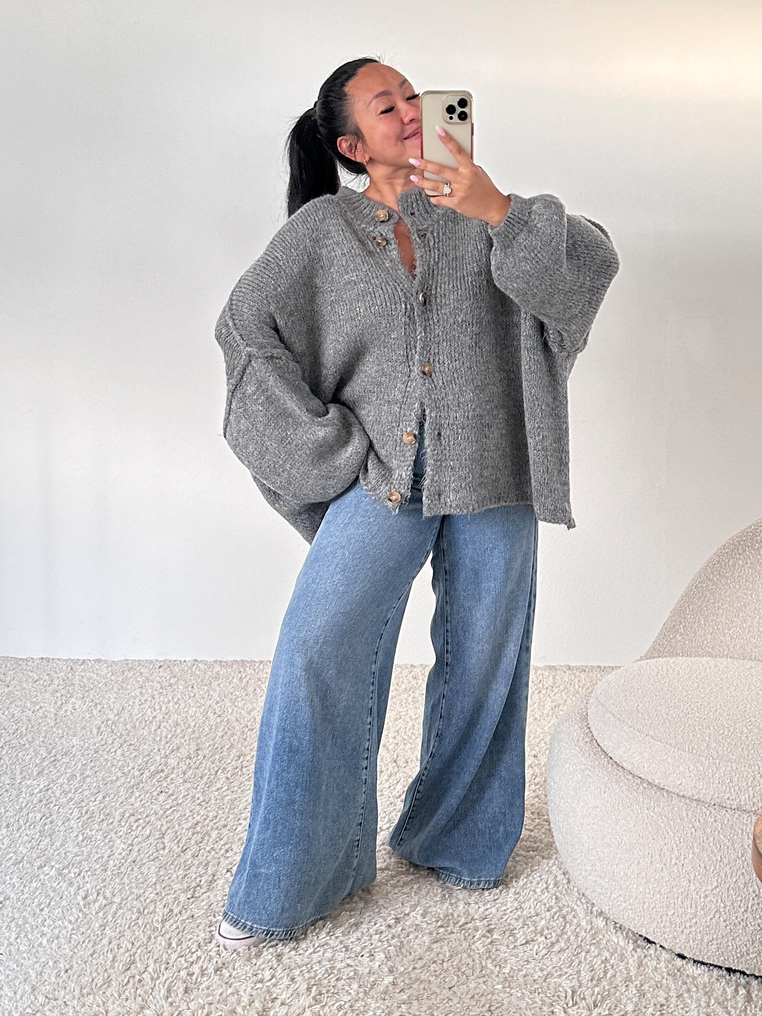 Oversize Cardigan - FLAUSCHI - Anthrazit