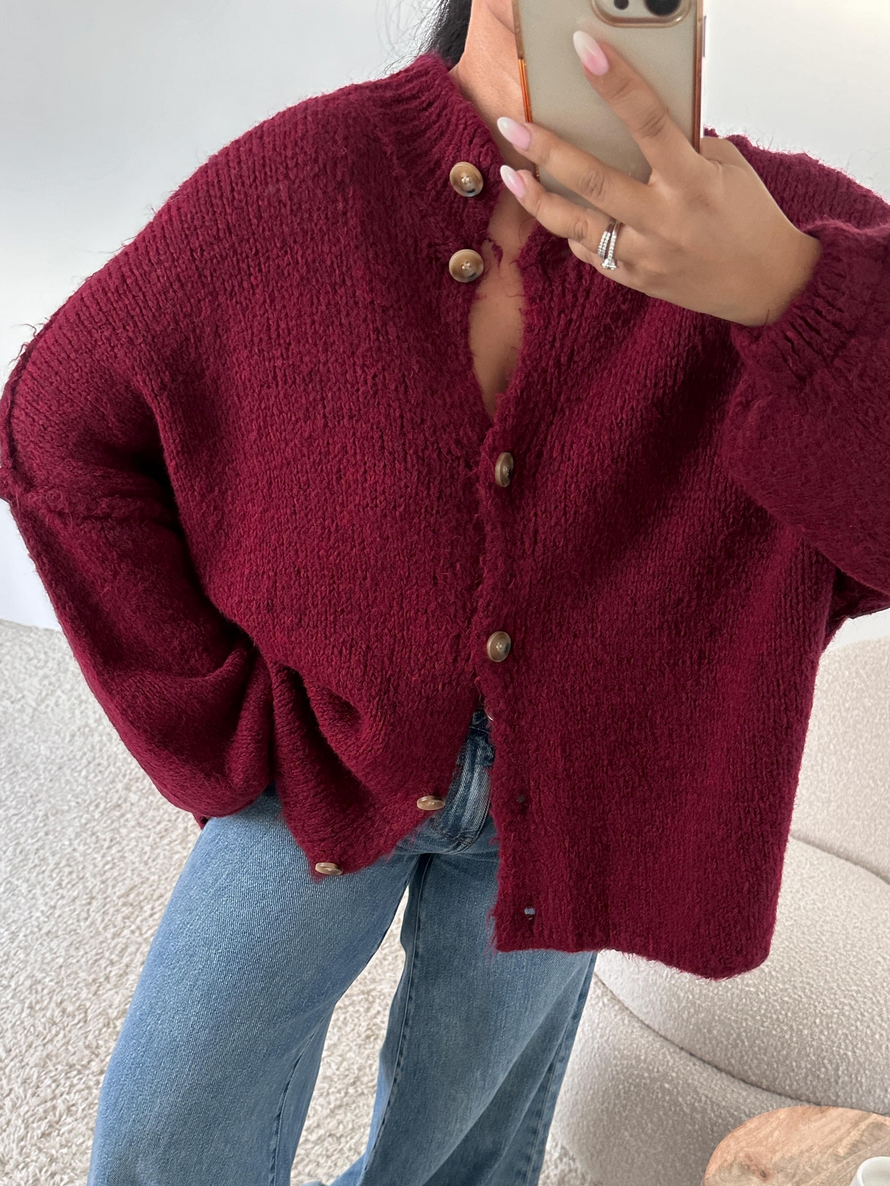 Oversize Cardigan - FLAUSCHI - Burgunder