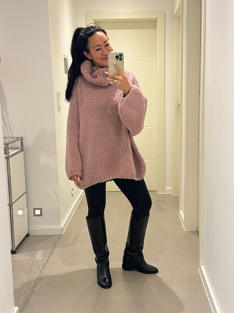 Oversize WINTER Pullover mit Schalkragen - FLAUSCHI - Mauve