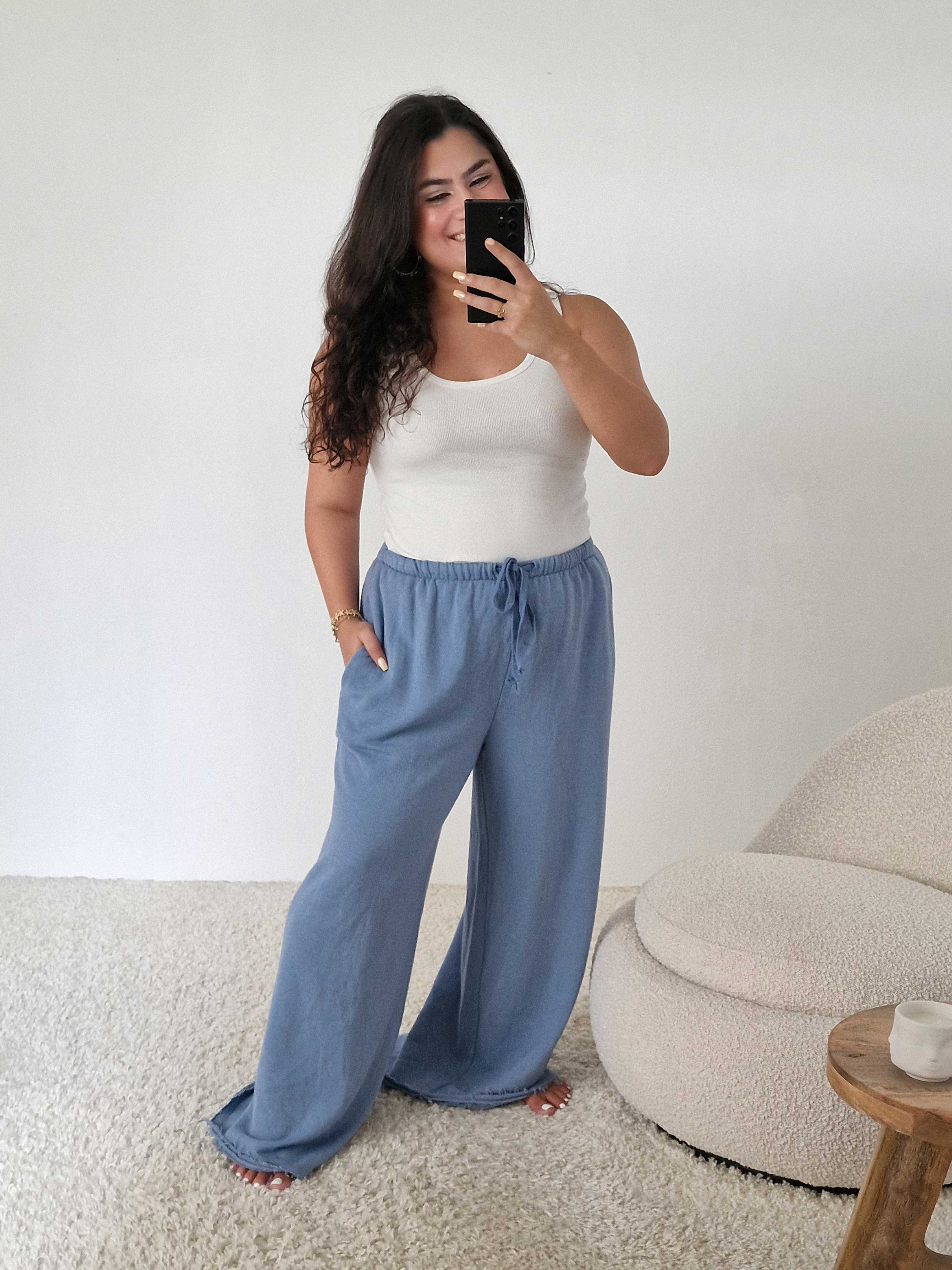 Basic Palazzo Hose Used-Look TALL - Jeansblau