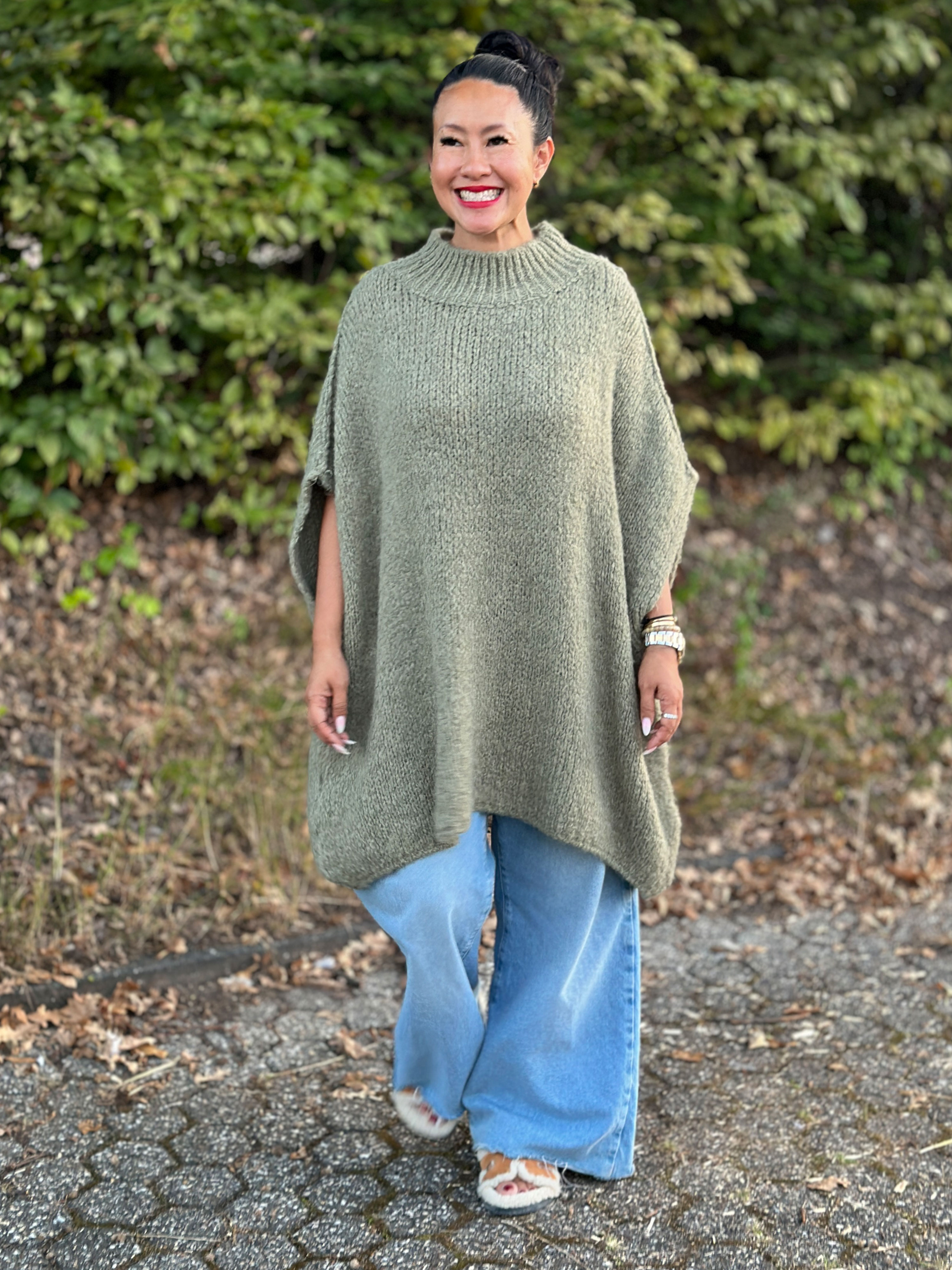 Oversize FLAUSCHI PONCHO - Matcha