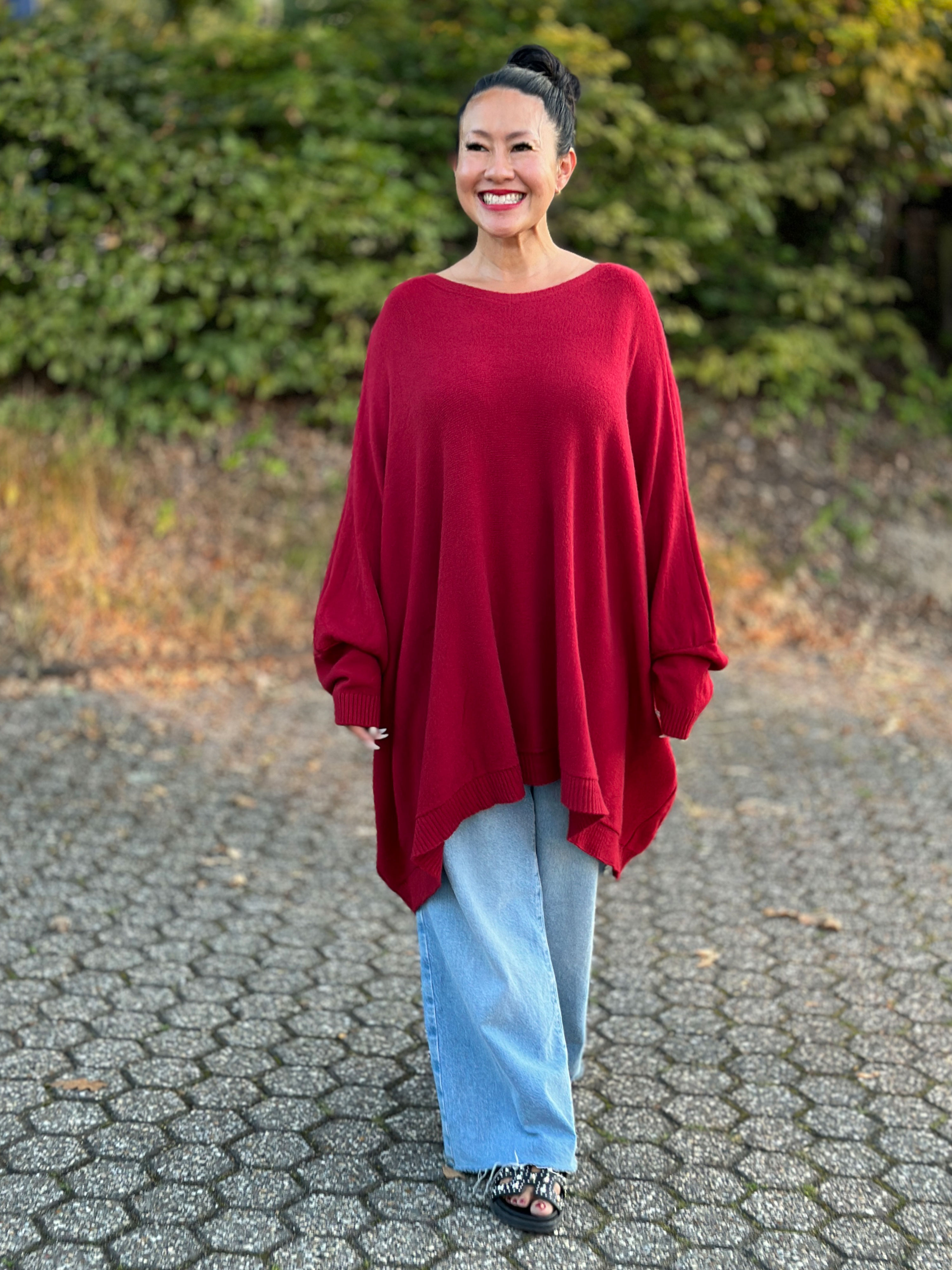 Oversize Viskose Pullover TALL - Bordeaux