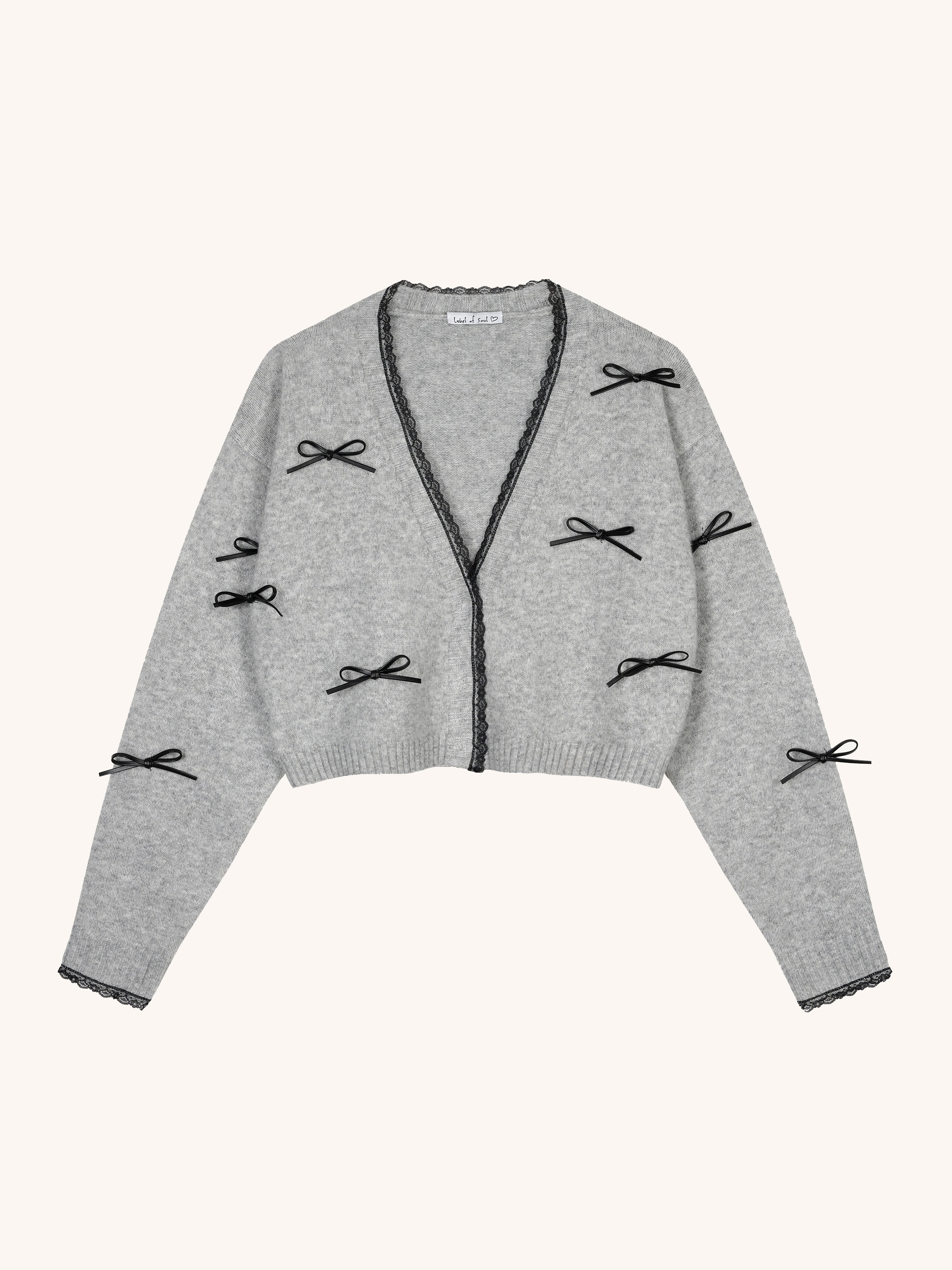 Cropped Cardigan mit Schleifen - CHIC - Grau