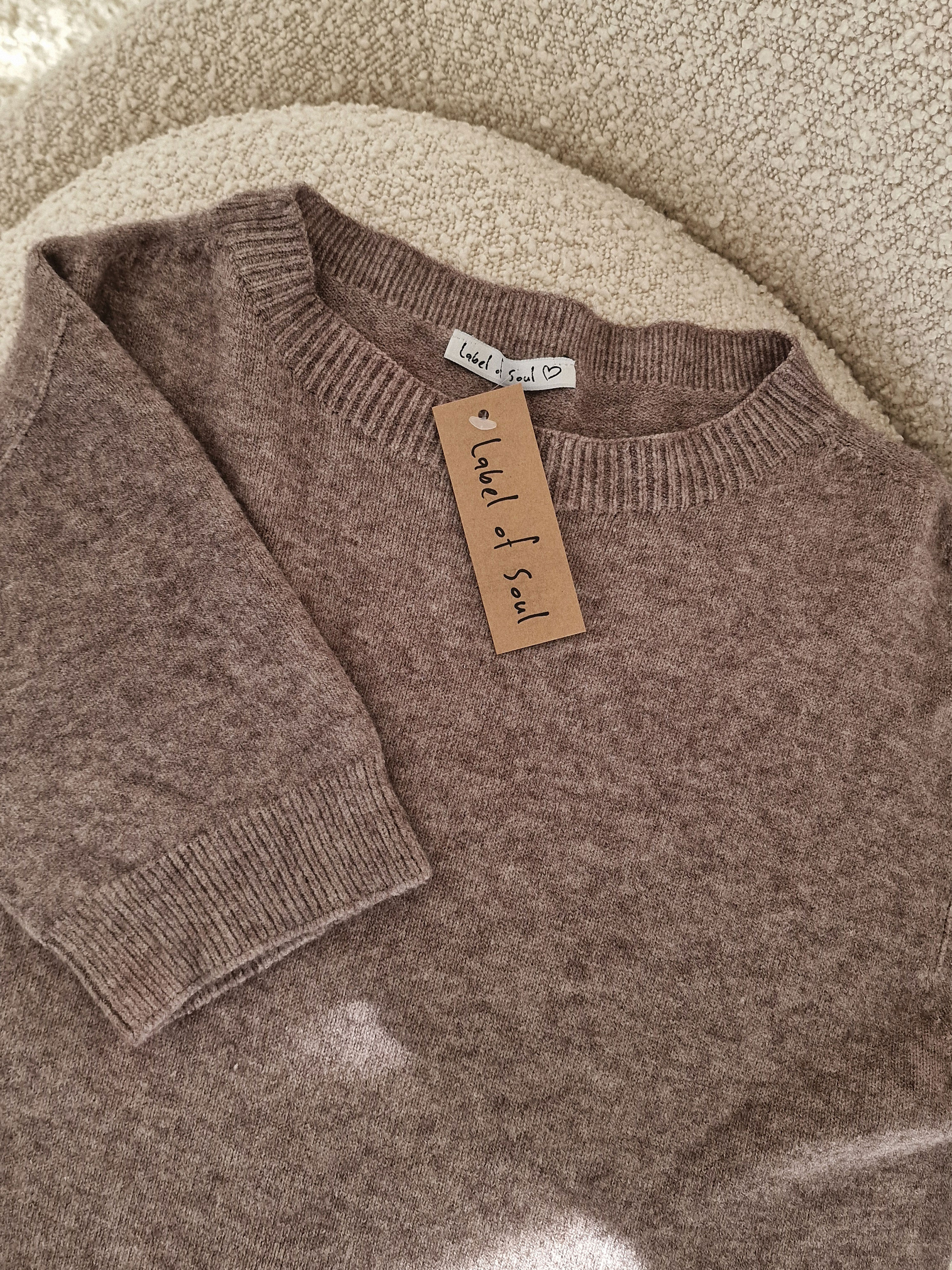 Viskose Kurzarm Pullover - Taupe