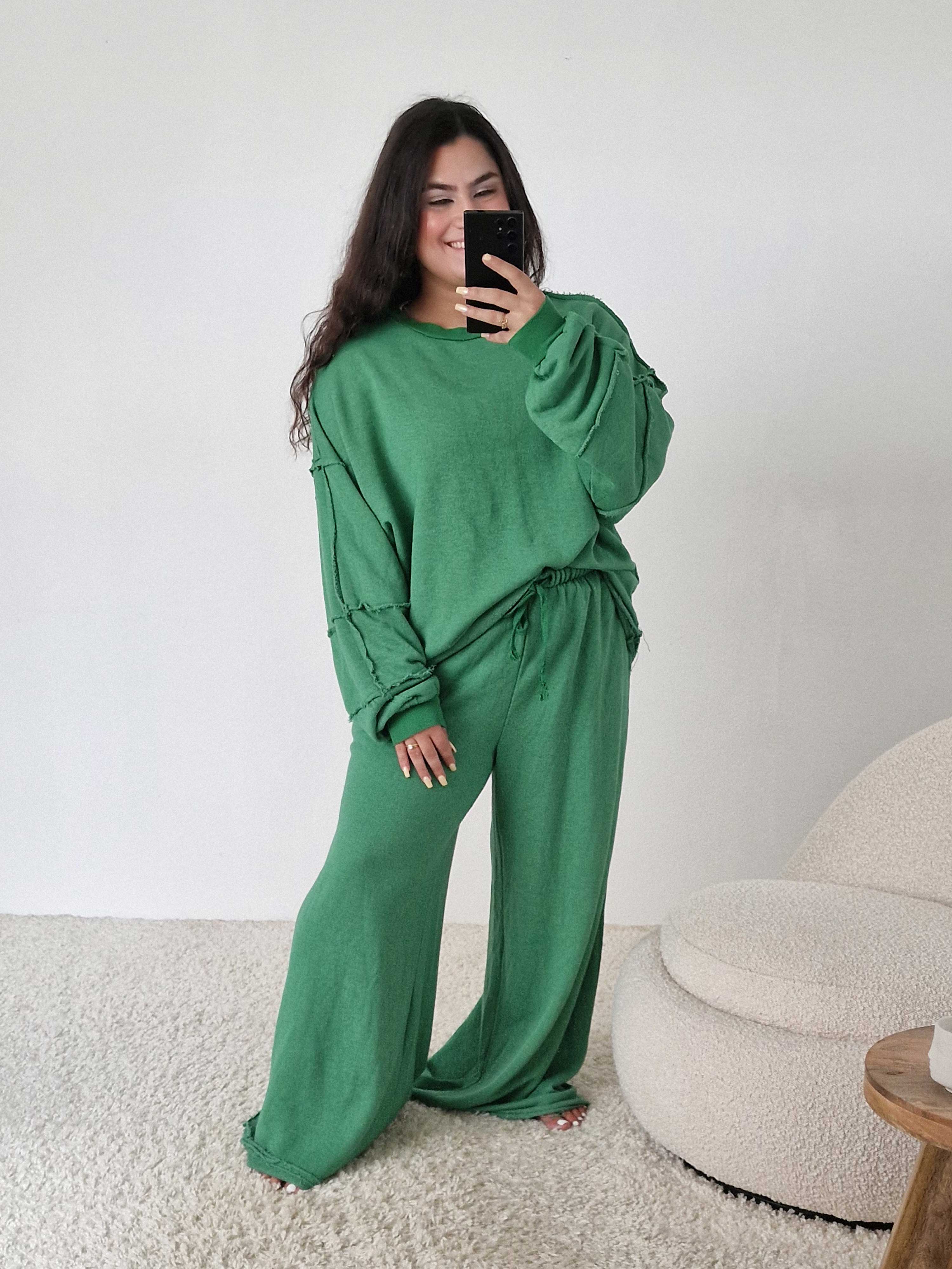 Basic Palazzo Hose Used-Look TALL - Grün