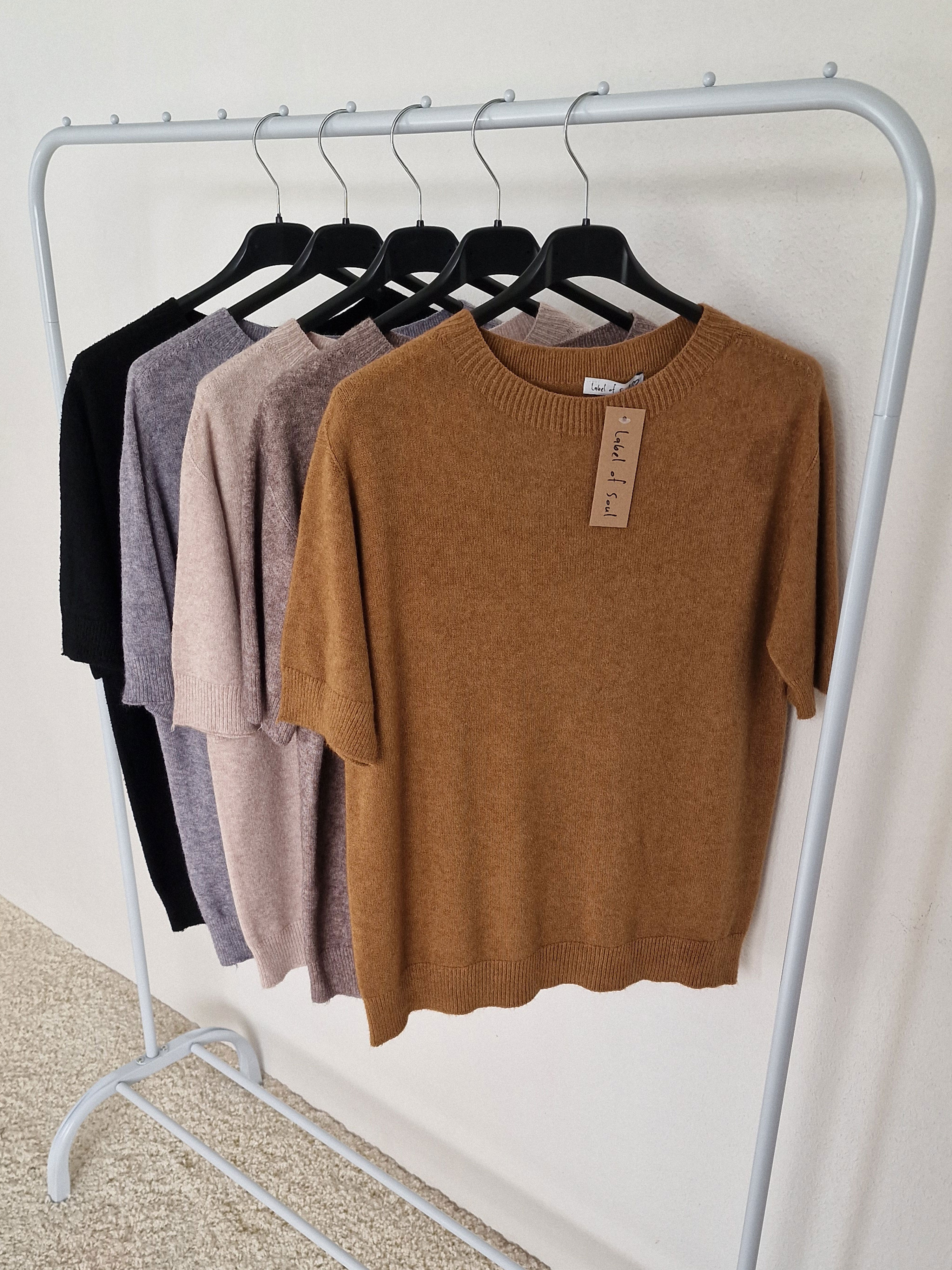 Viskose Kurzarm Pullover - Caramel