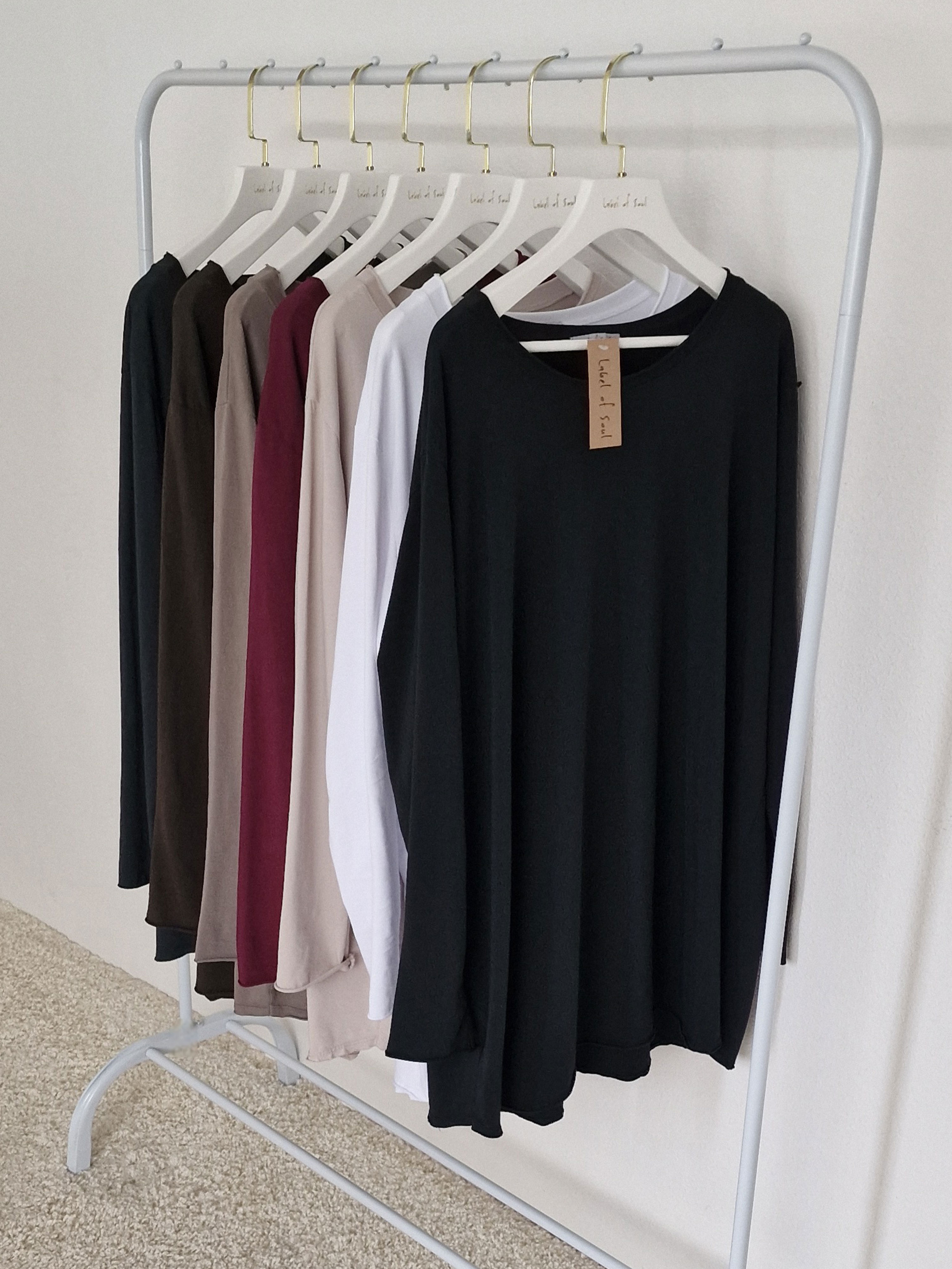 Basic Long Langarmshirt - Schwarz