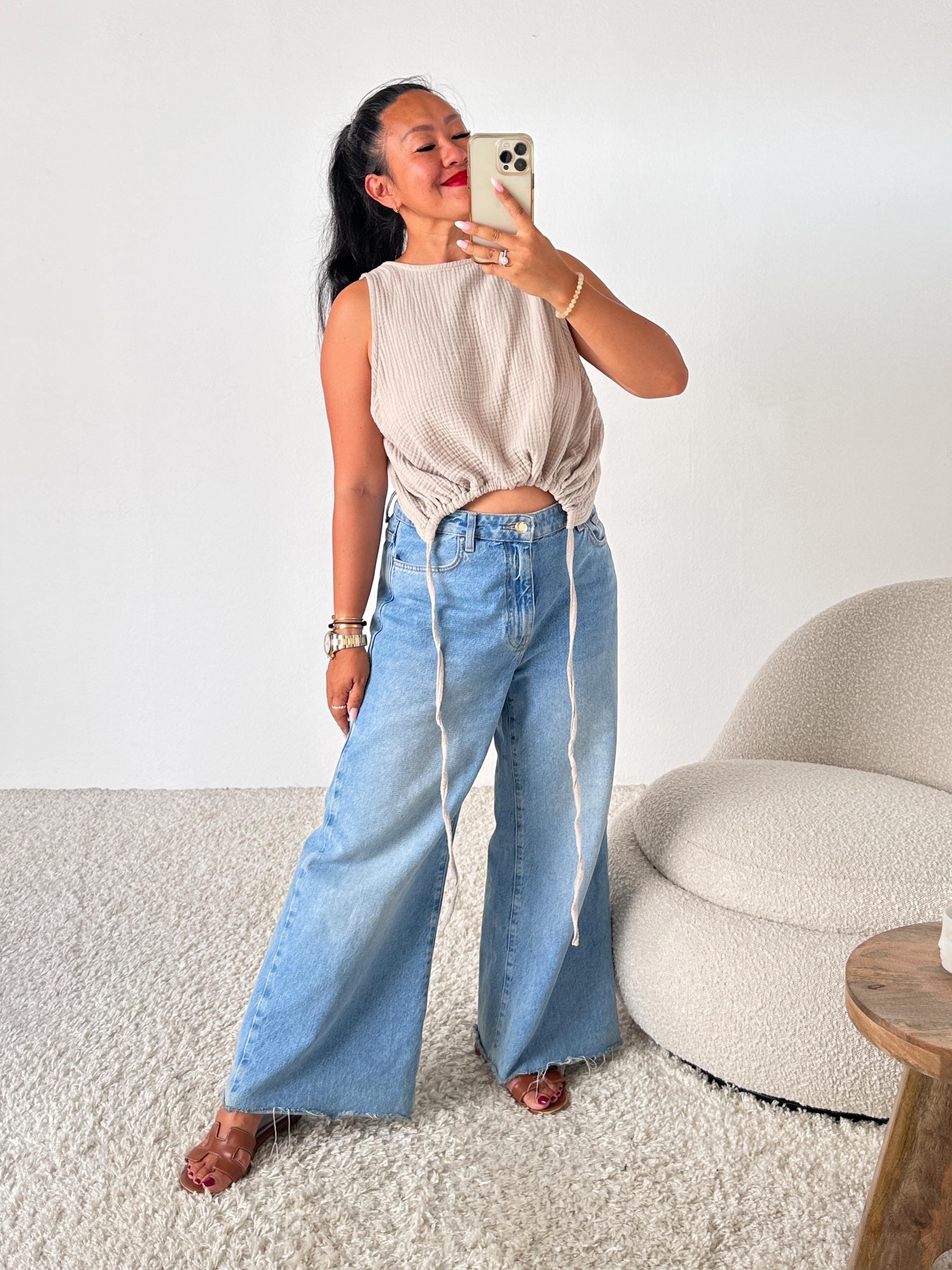 Musselin Cropped Top - Greige