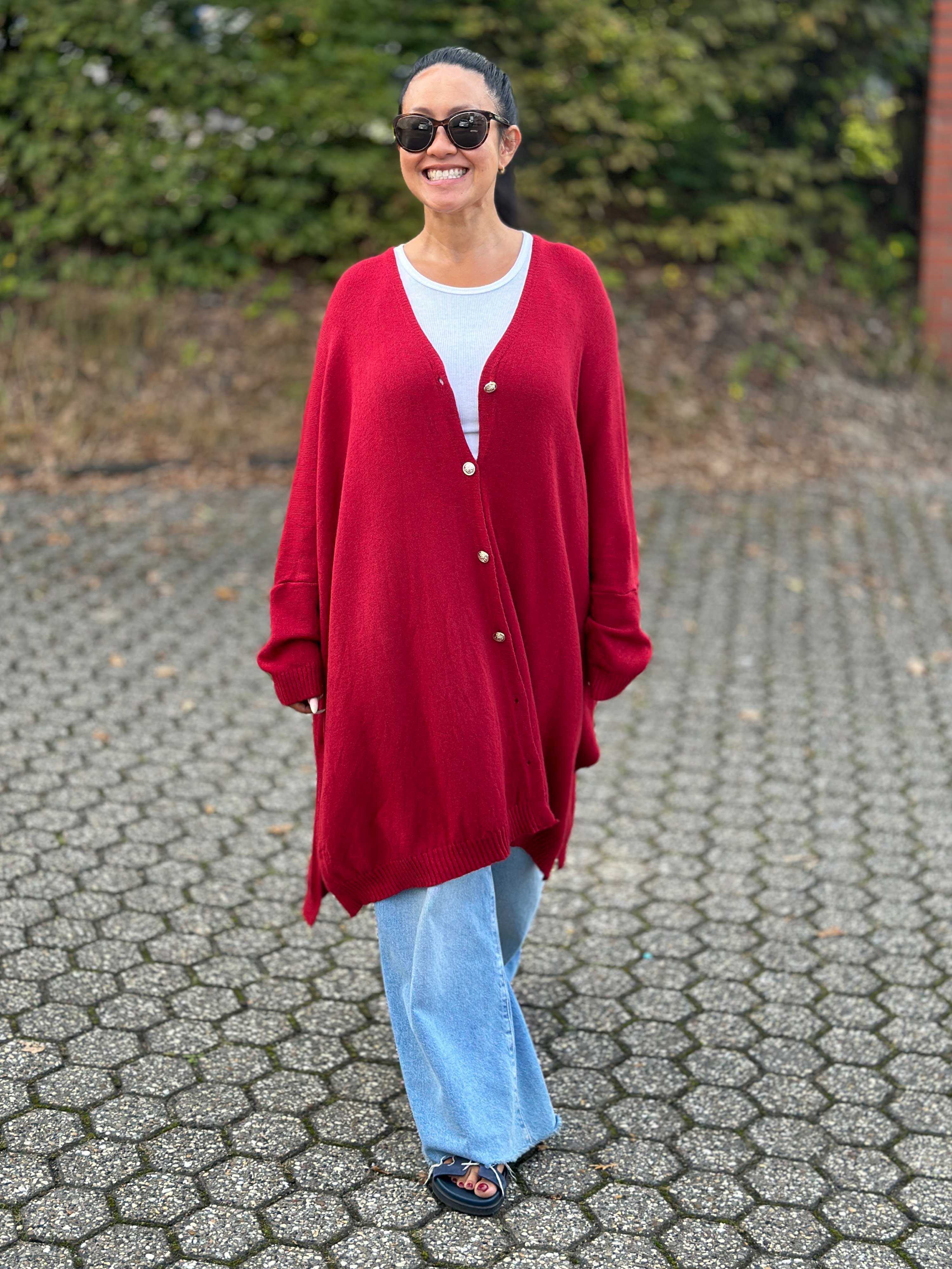 Oversize Viskose Cardigan TALL - Bordeaux