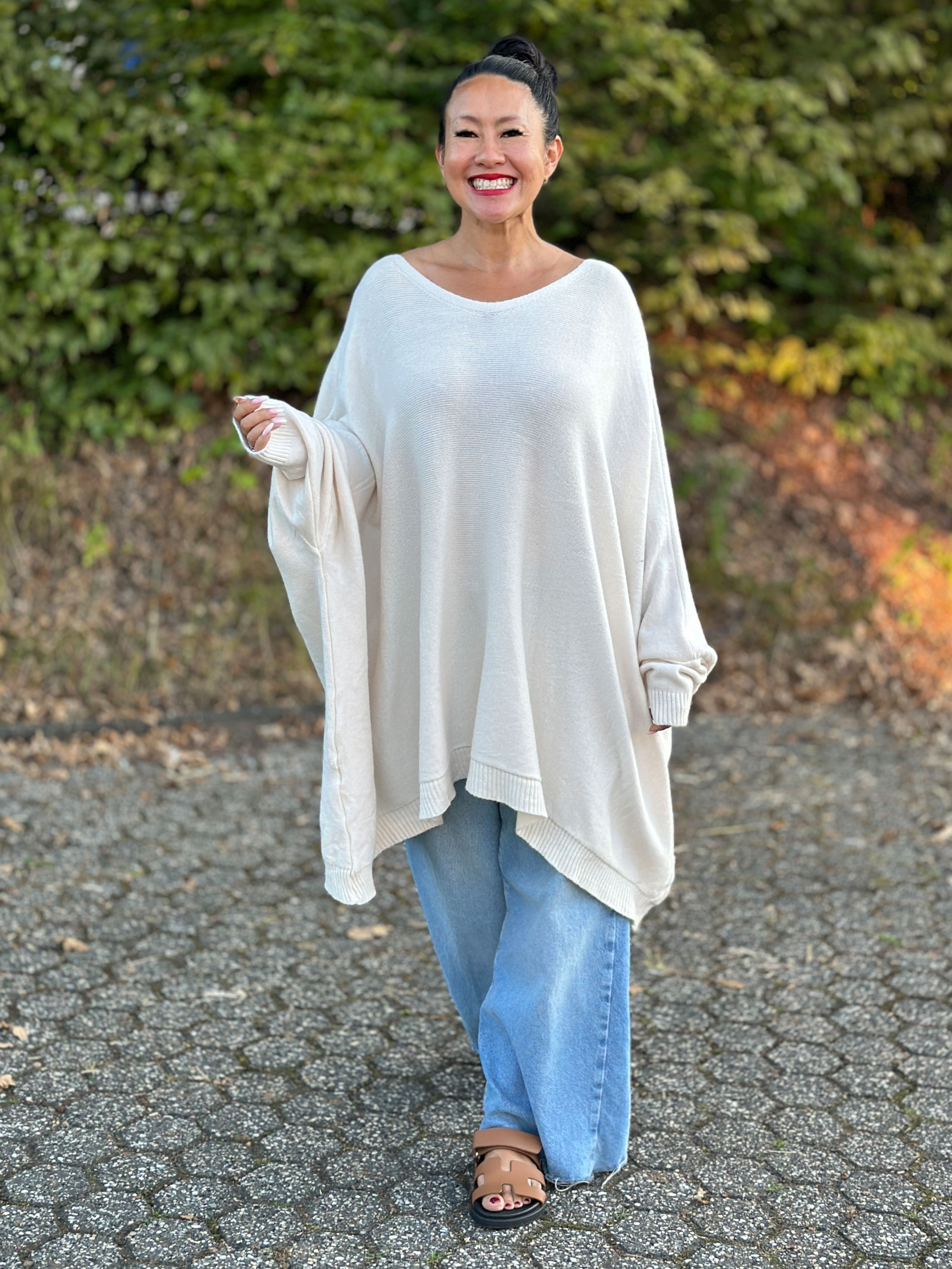 Oversize Viskose Pullover TALL - Creme